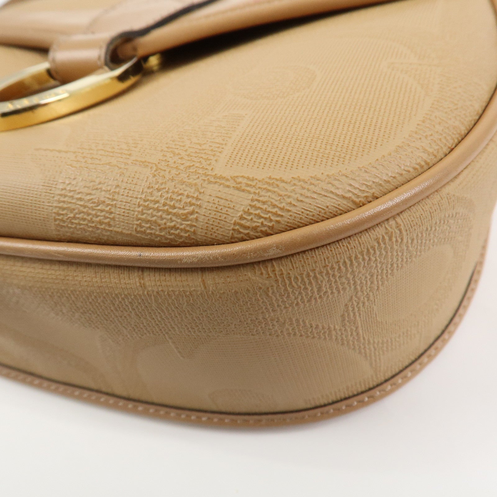 Christian Dior PVC Leather Shoulder Bag Crossbody Bag Brown