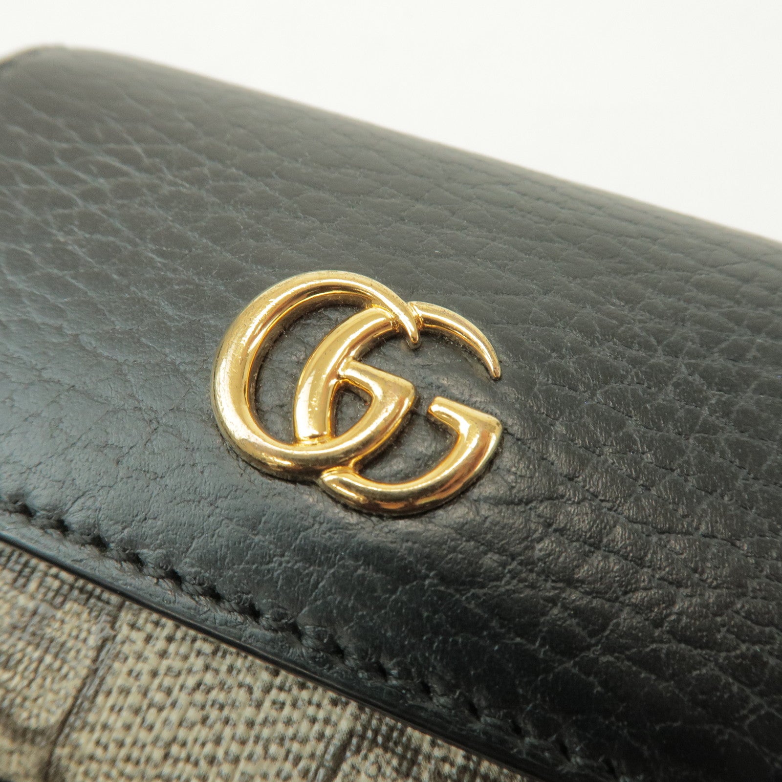 GUCCI GG Marmont GG Supreme 6 Rings Key Case Beige Black 456118