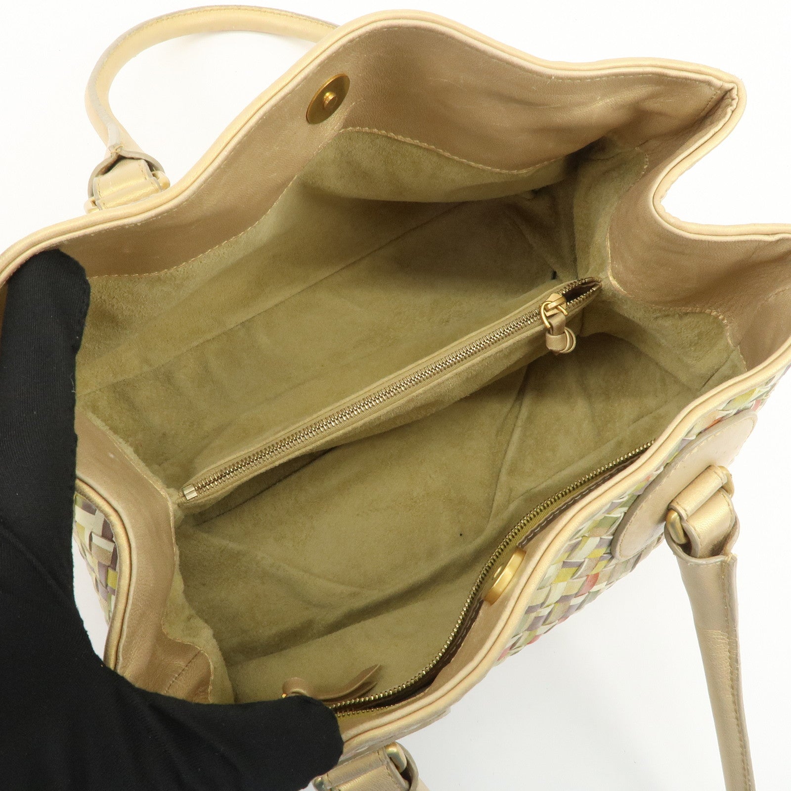 BOTTEGA VENETA Intrecciato Shoulder Bag Hand Bag Green Gold