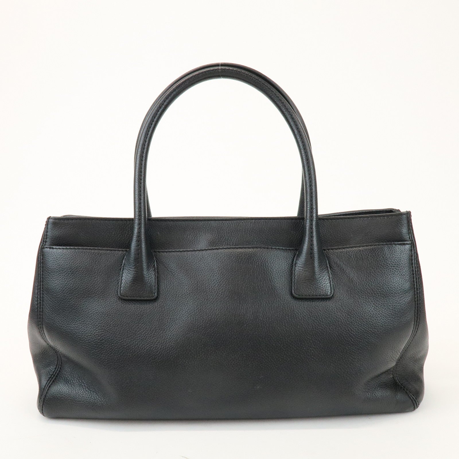 CHANEL 2.55 Calf Leather Executive Tote Bag Hand Bag Black