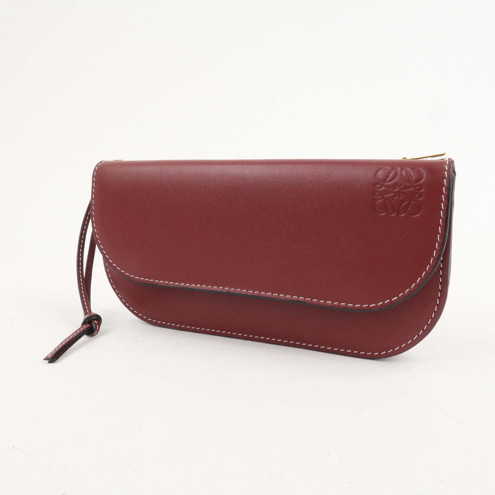LOEWE Anagram Gate Continental Leather Long Wallet Bordeaux