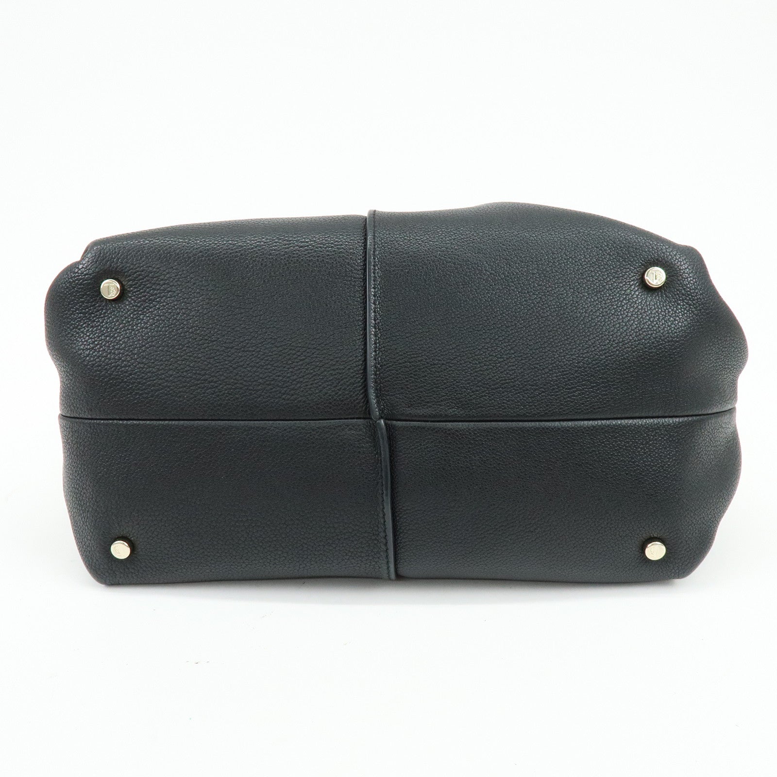 TOD'S Leather 2Way Bag Boston Bag Shoulder Bag Black