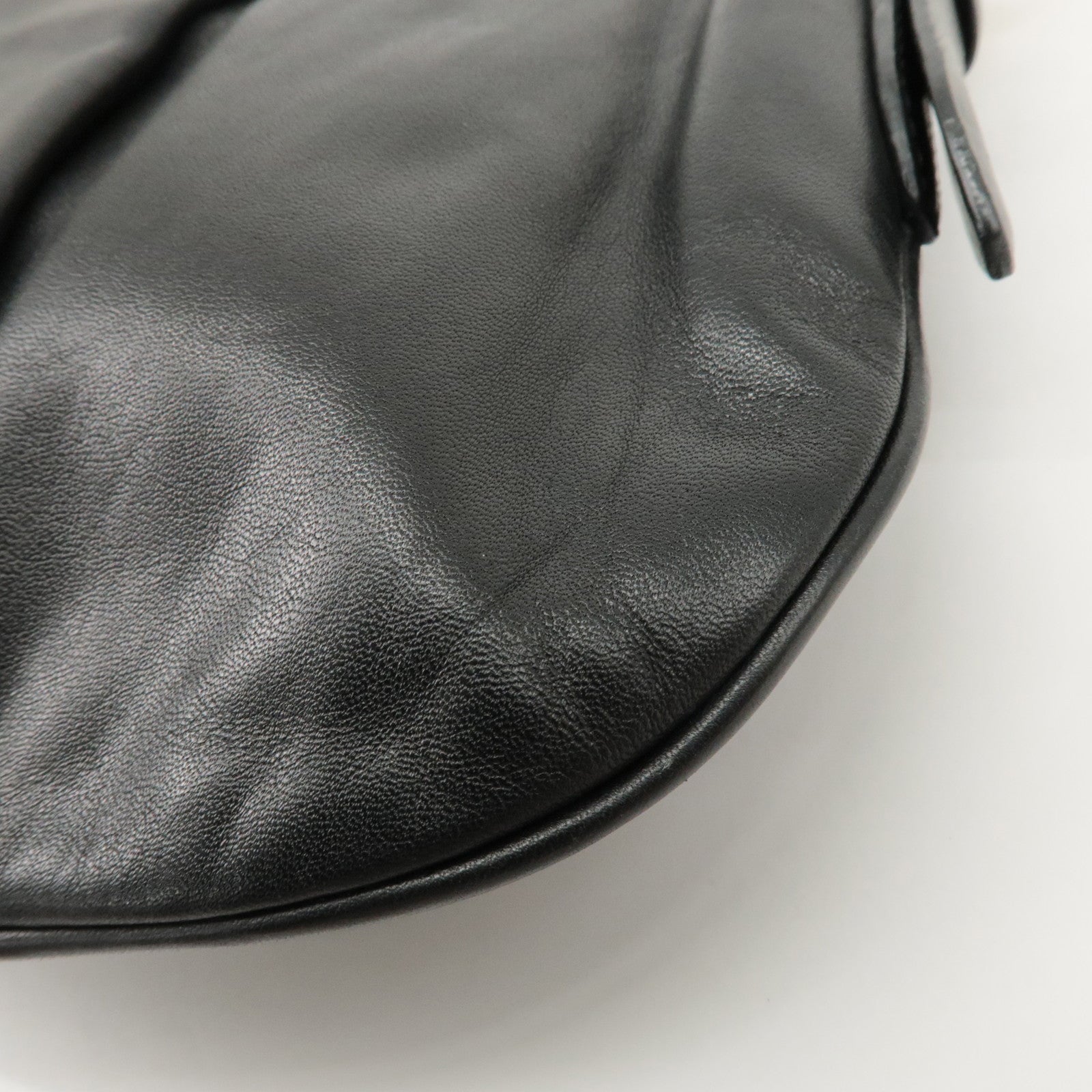 PRADA Logo Leather Shoulder Bag Hand Bag Black BR4930 Used