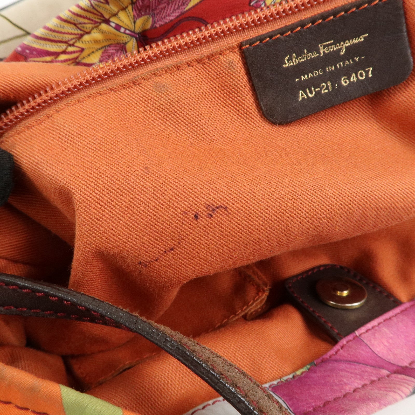 Ferragamo Gancini Leather Nylon Shoulder Bag Tote Bag Multicolor