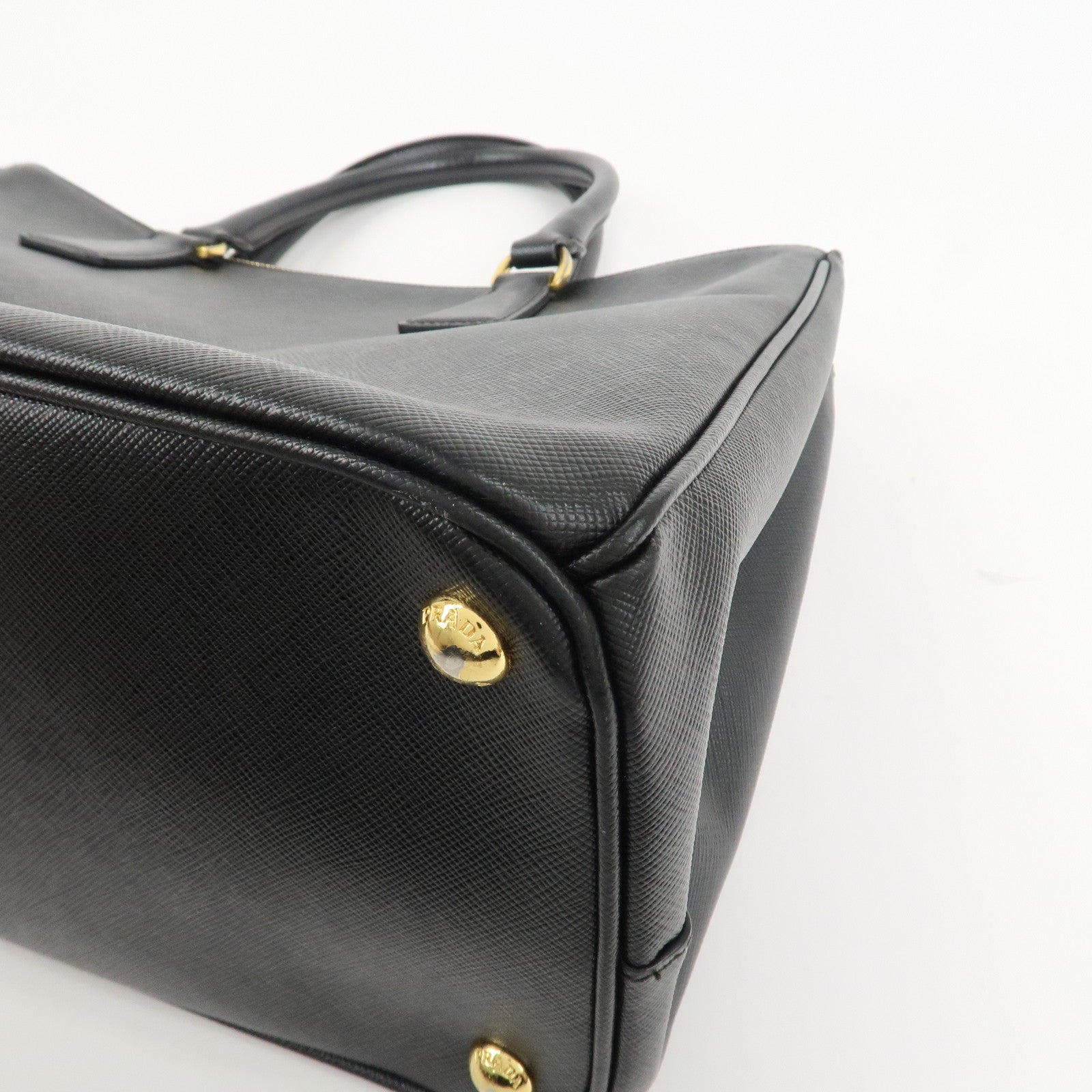 PRADA Triangle Logo Galleria Saffiano Leather 2Way Bag Black 1BA274