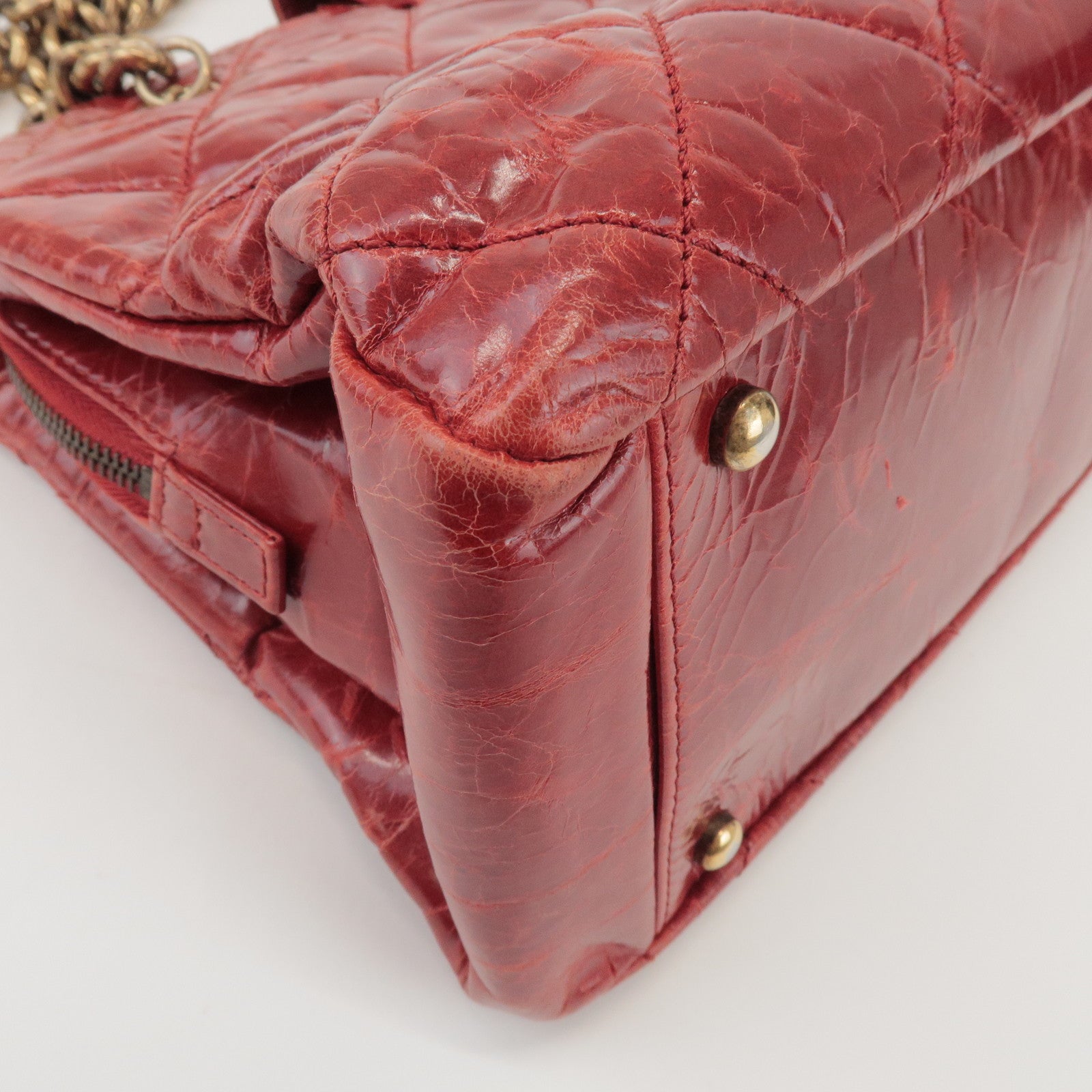 CHANEL CHANEL 2.55 Leather Chain Shoulder Bag Hand Bag Red