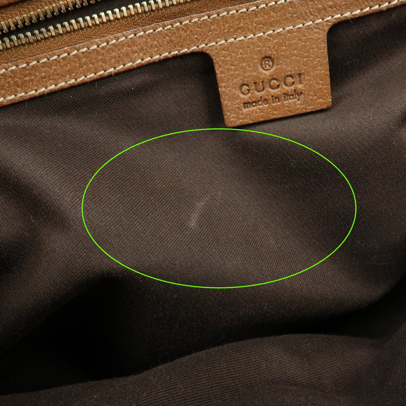 GUCCI GG Canvas Leather Studded Hand Bag Brown 131023