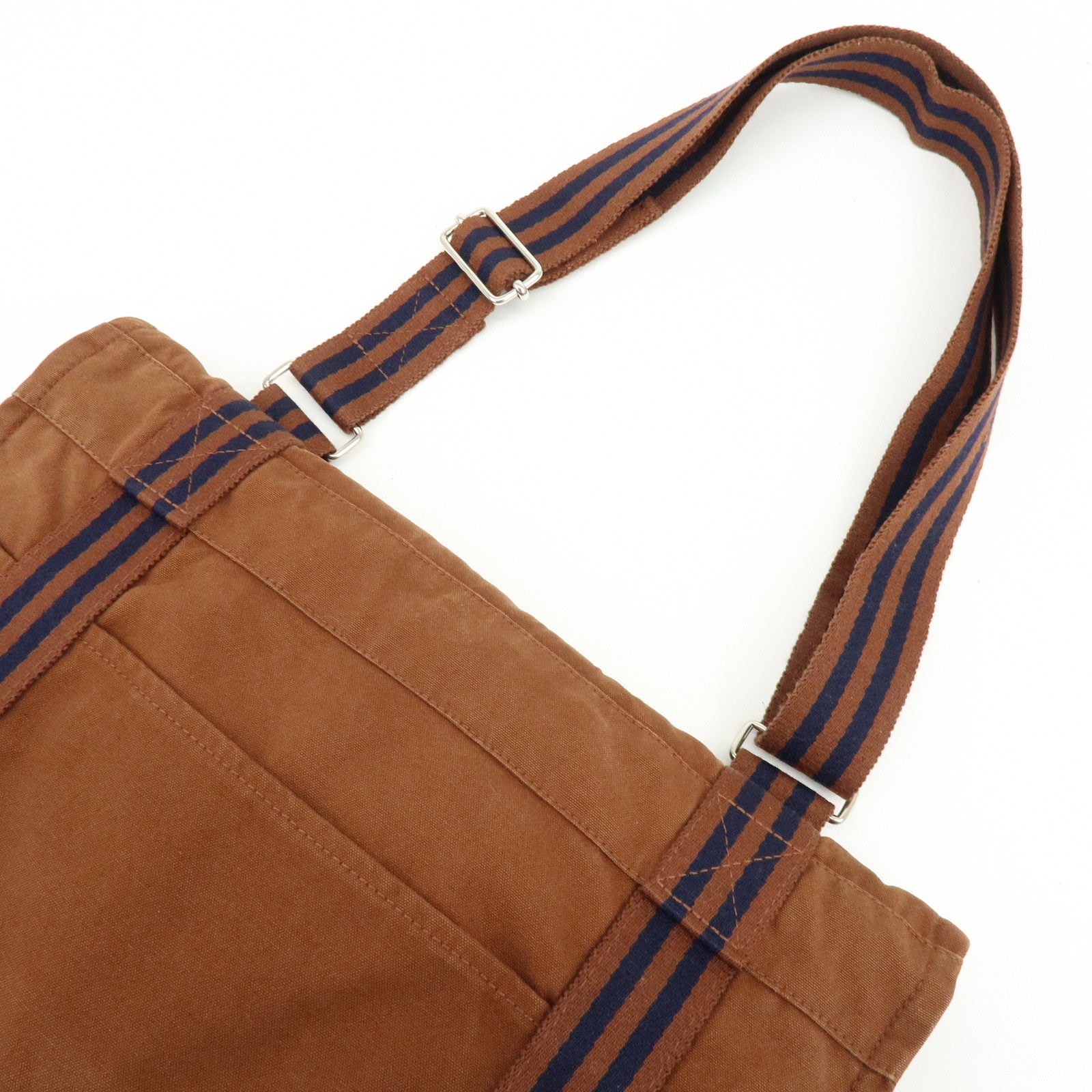 HERMES Basas MM Fourre Toute Canvas Shoulder Bag Brown