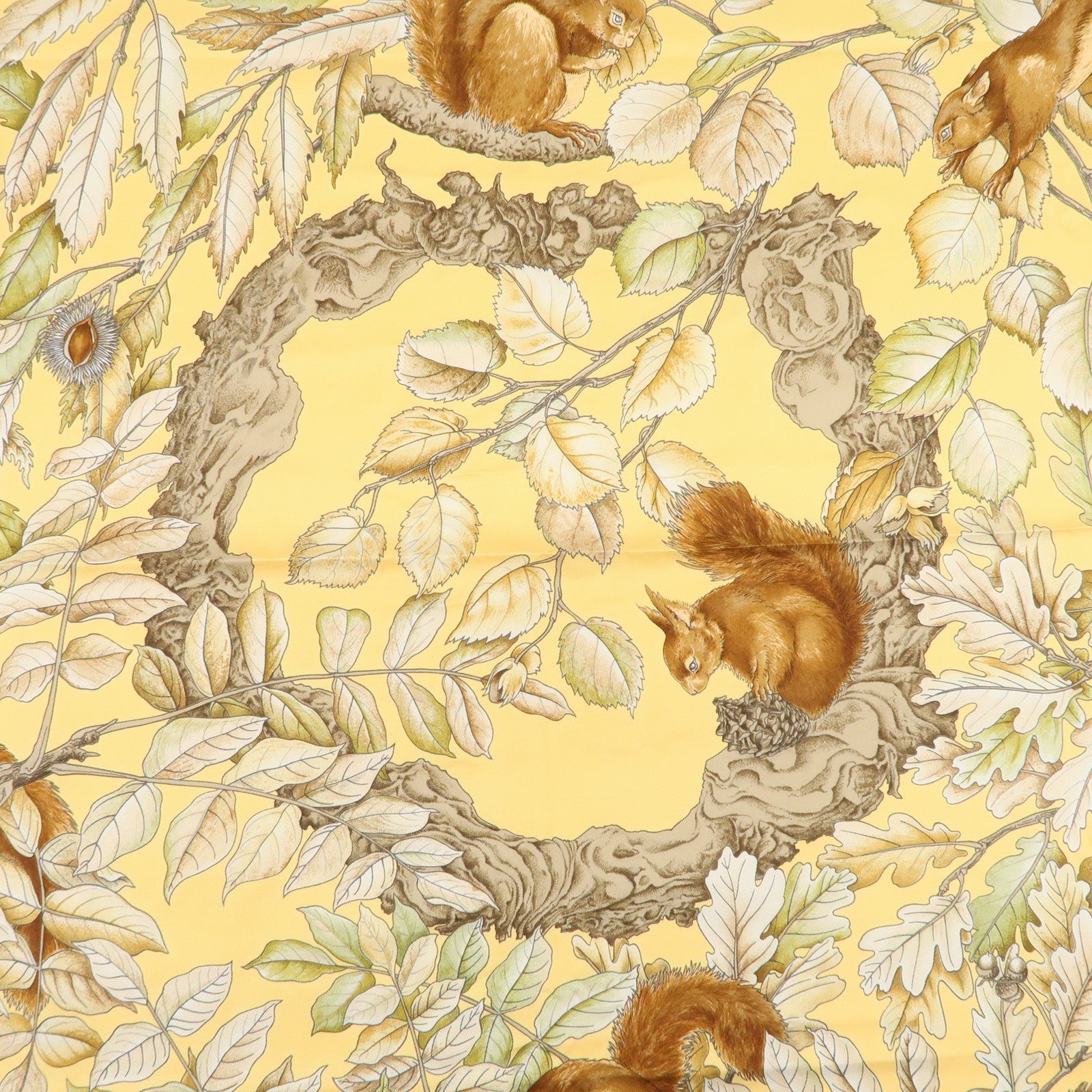 HERMES Carre 90 Silk 100% Scarf CASSE NOISETTE Orange Brown