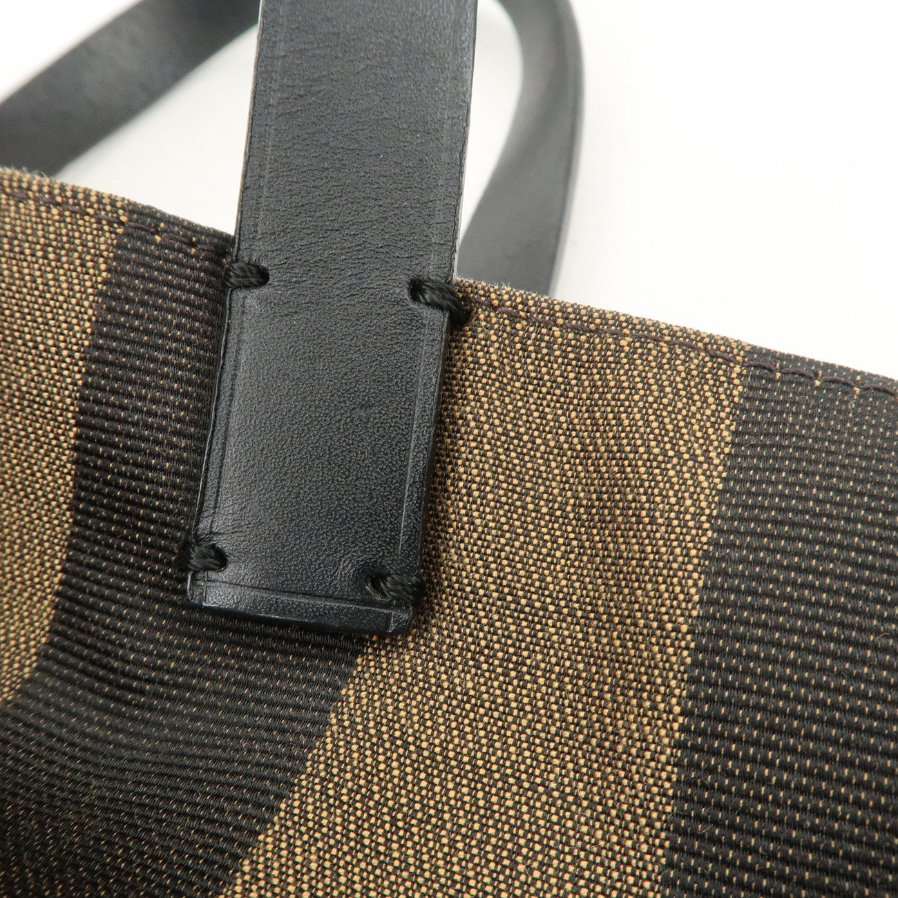 FENDI Pequin Canvas Leather Tote Bag Hand Bag Brown Pink 8BH252