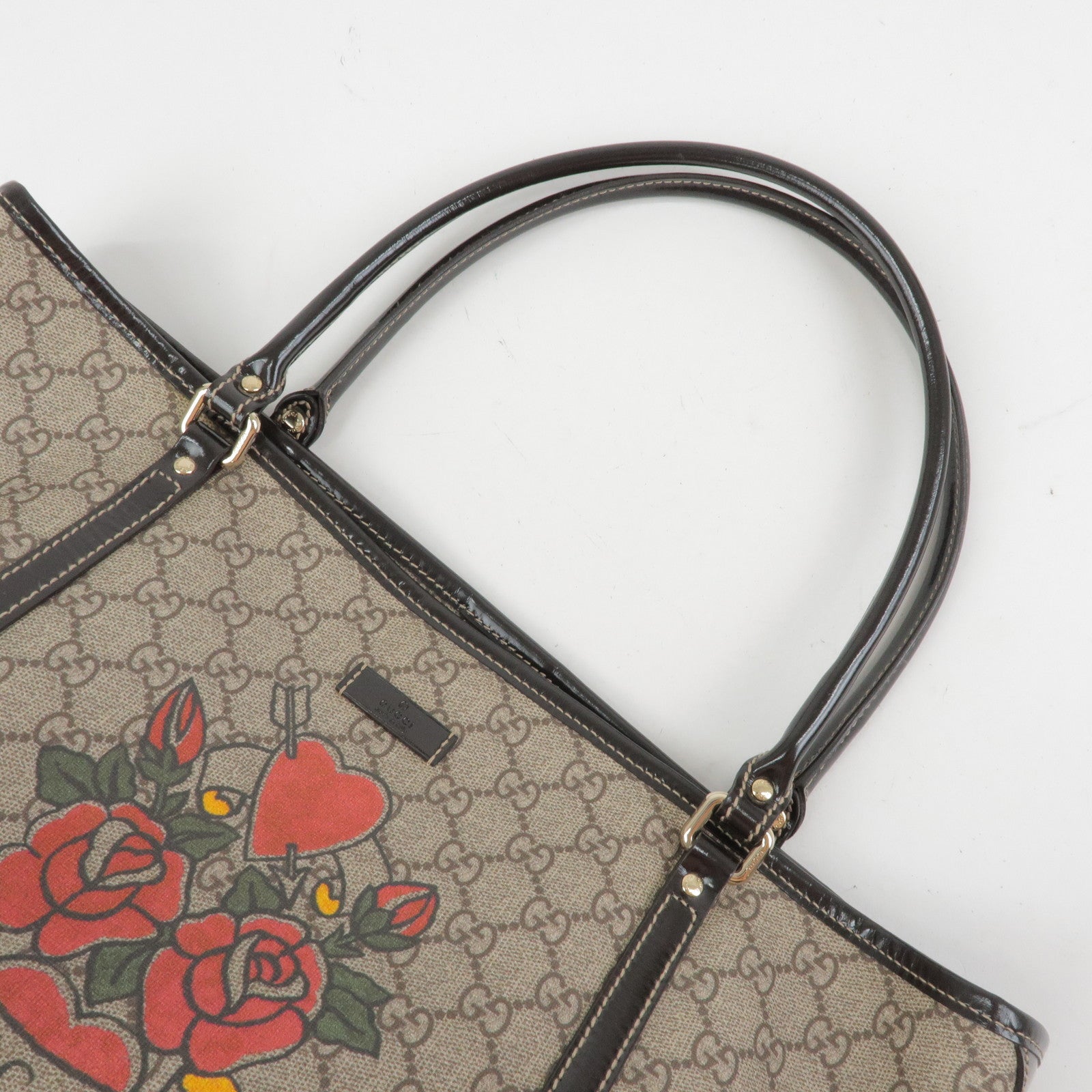 GUCCI GG Supreme Patent Leather Tote Bag Shoulder Bag 197953