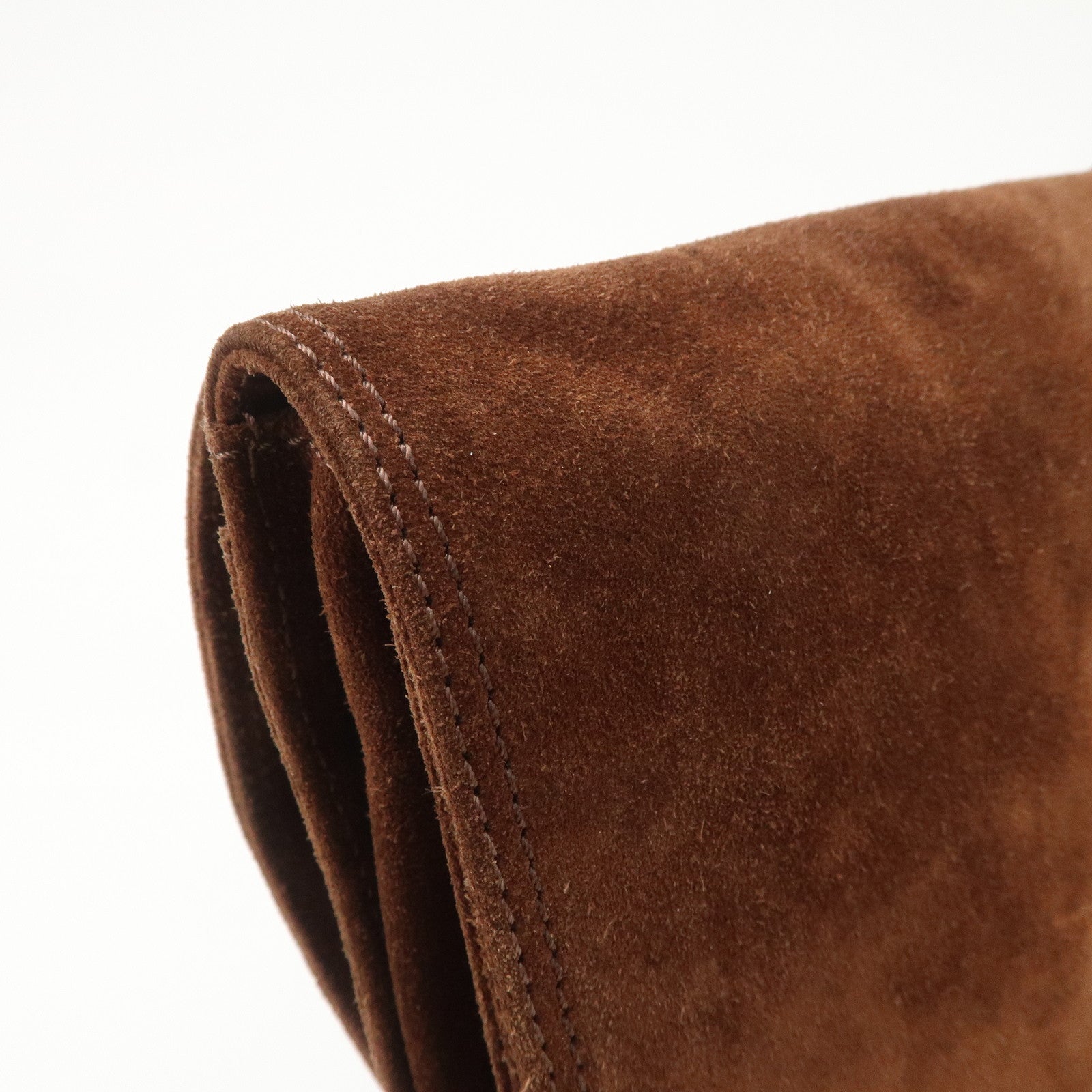 CHANEL Logo Suede Shoulder Bag Crossbody Bag Brown Used