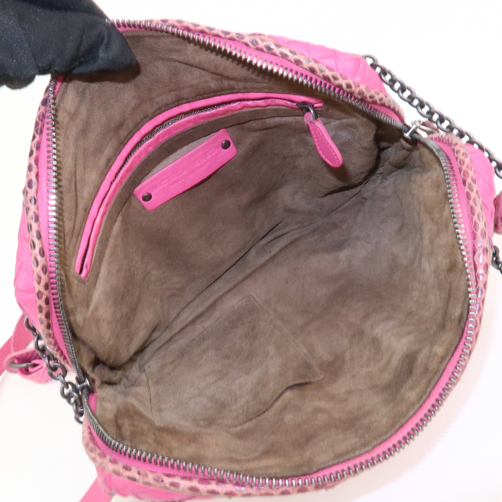 BOTTEGA VENETA Intrecciato Leather Shoulder Bag Crossbody Bag Pink