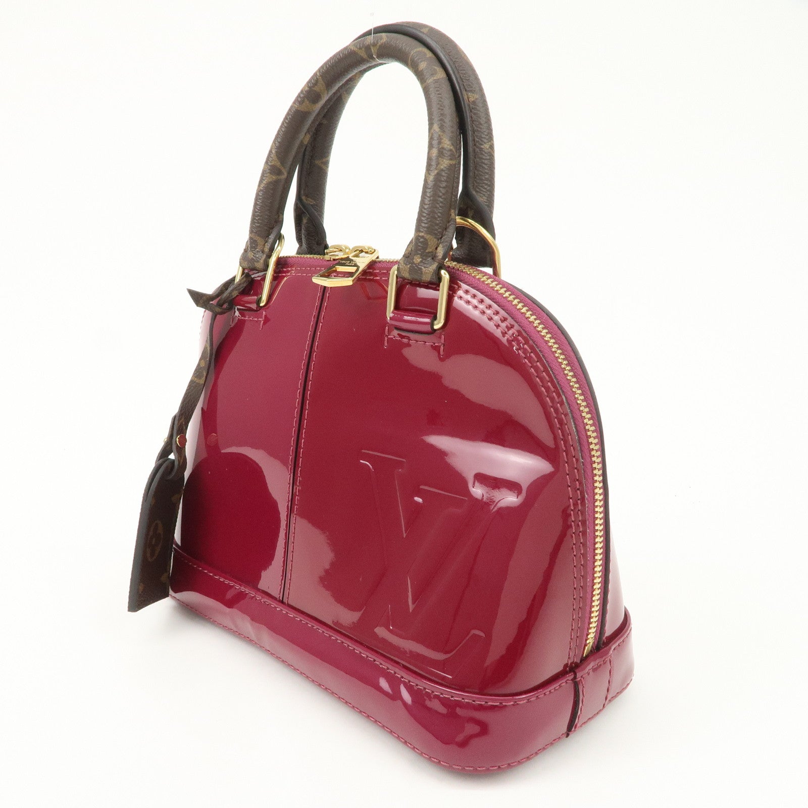 Louis Vuitton Monogram Vernis Alma BB 2Way Hand Bag Magenta M54785 Used
