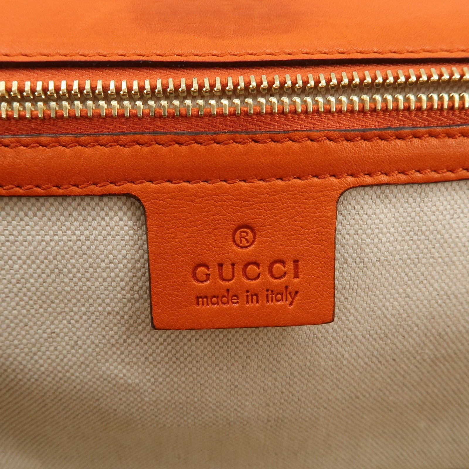 GUCCI Bamboo Leather 2Way Bag Hand Bag Shoulder Bag Orange 254884 Used