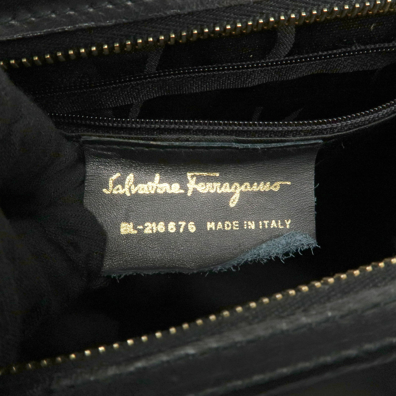 Ferragamo Vara Ribbon Leather Shoulder Bag Tote Bag Black Used