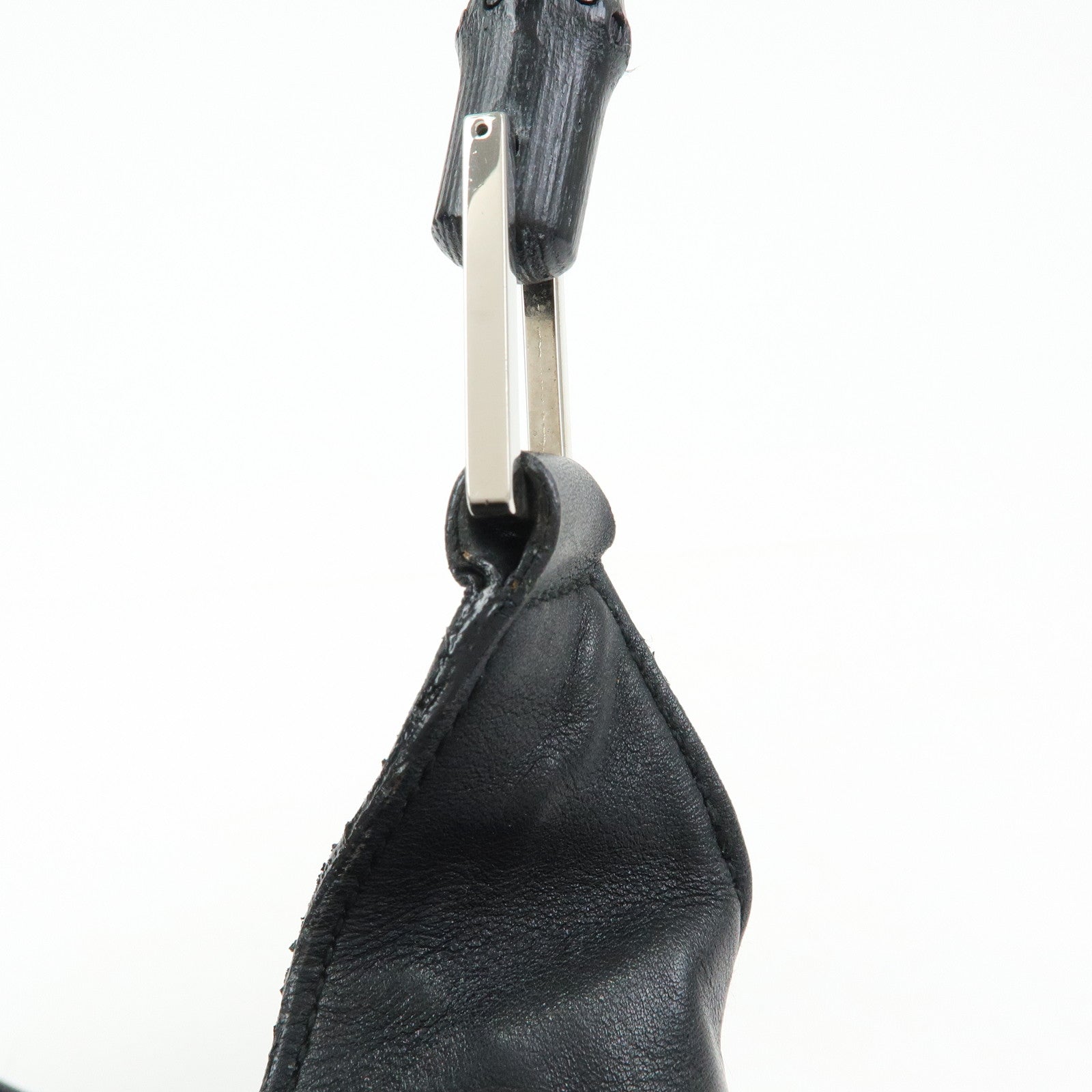 GUCCI Bamboo Leather Shoulder Bag Hand Bag Black 0014033