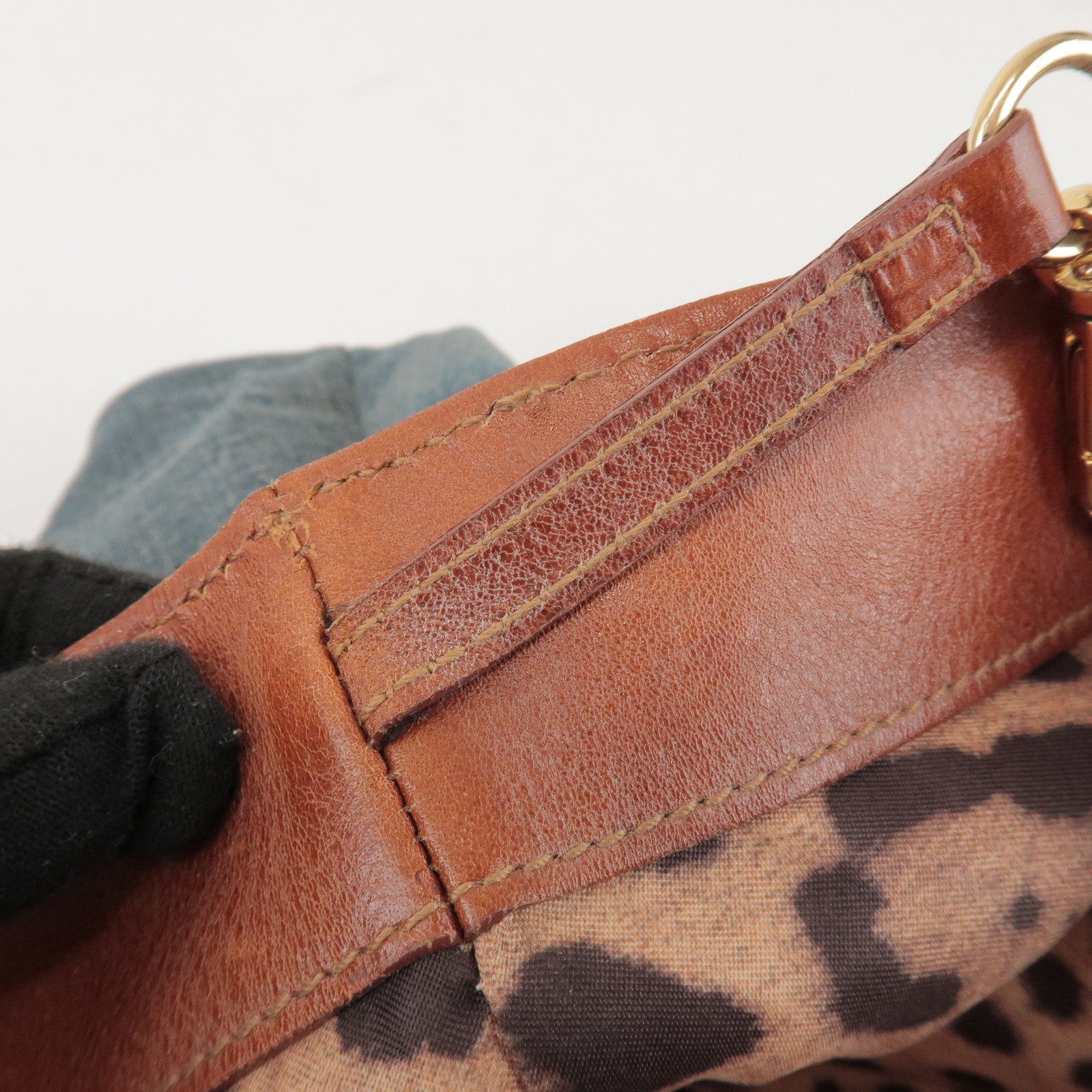 Dolce&Gabbana Denim Leather Tote Bag Shoulder Bag Denim Brown