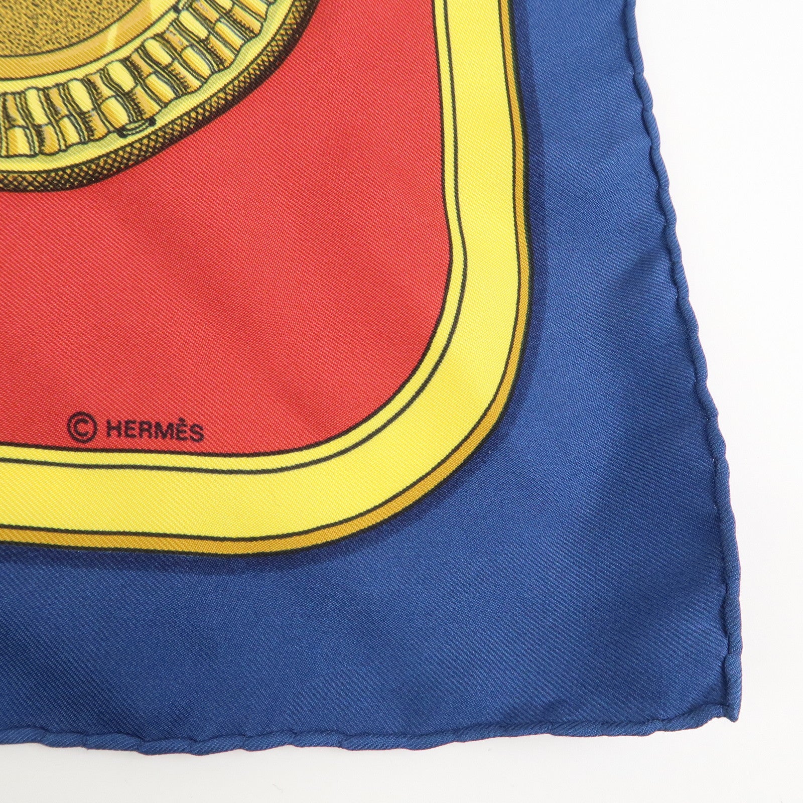 HERMES Carre 90 Silk 100% Scarf GRAND APPARAT Red Navy