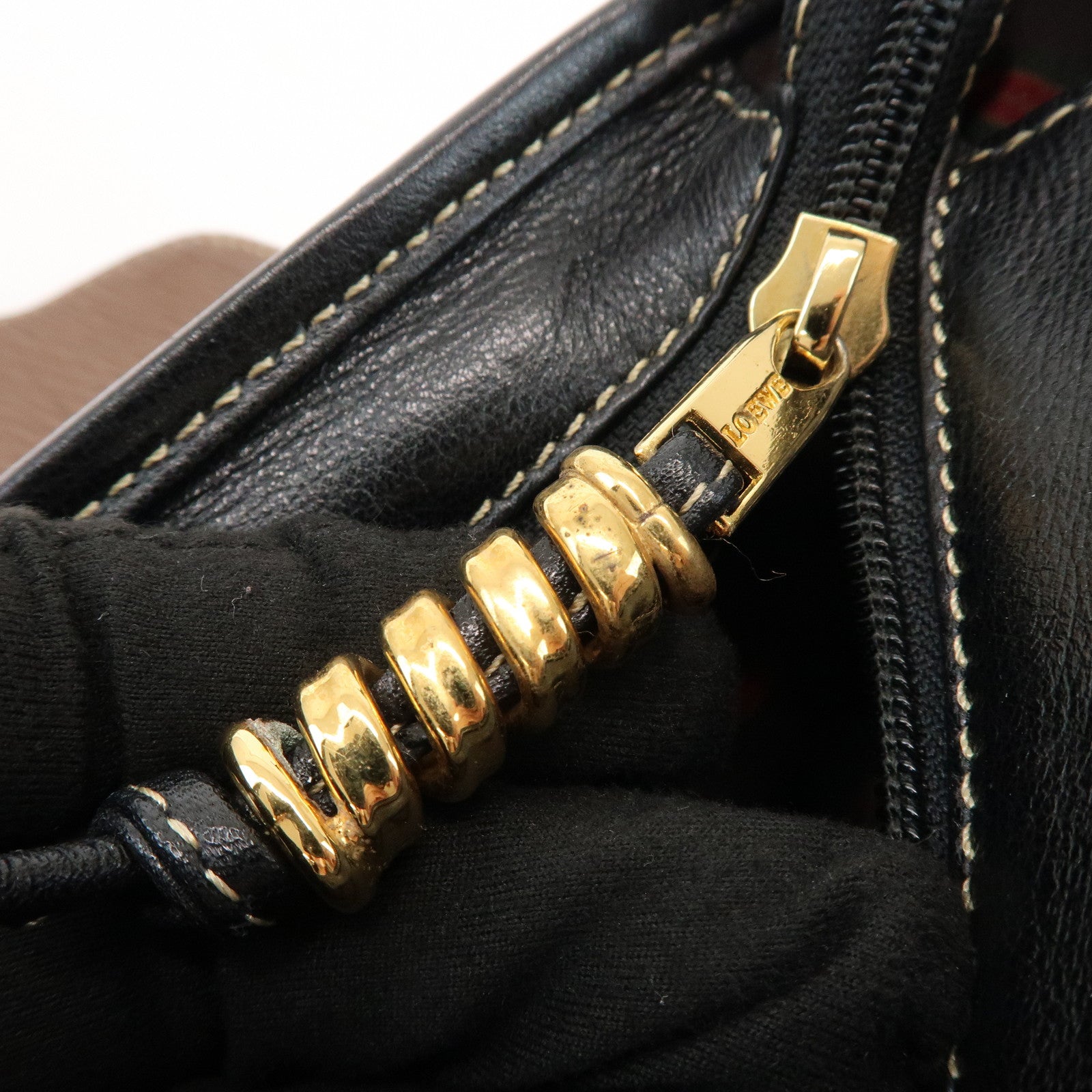 LOEWE Velazquez Logo Leather Clutch Bag Black Brown