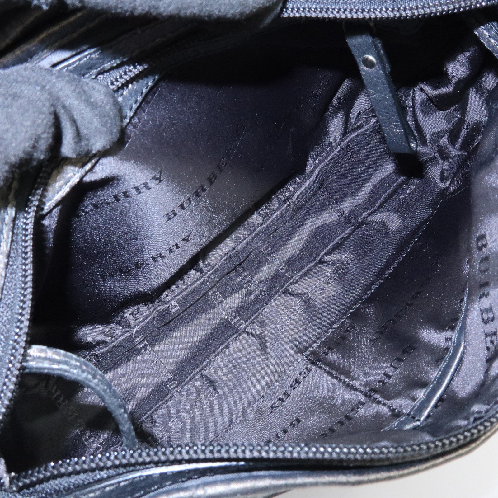 BURBERRY Logo Nylon Leather Shoulder Bag Hand Bag Black Bronze