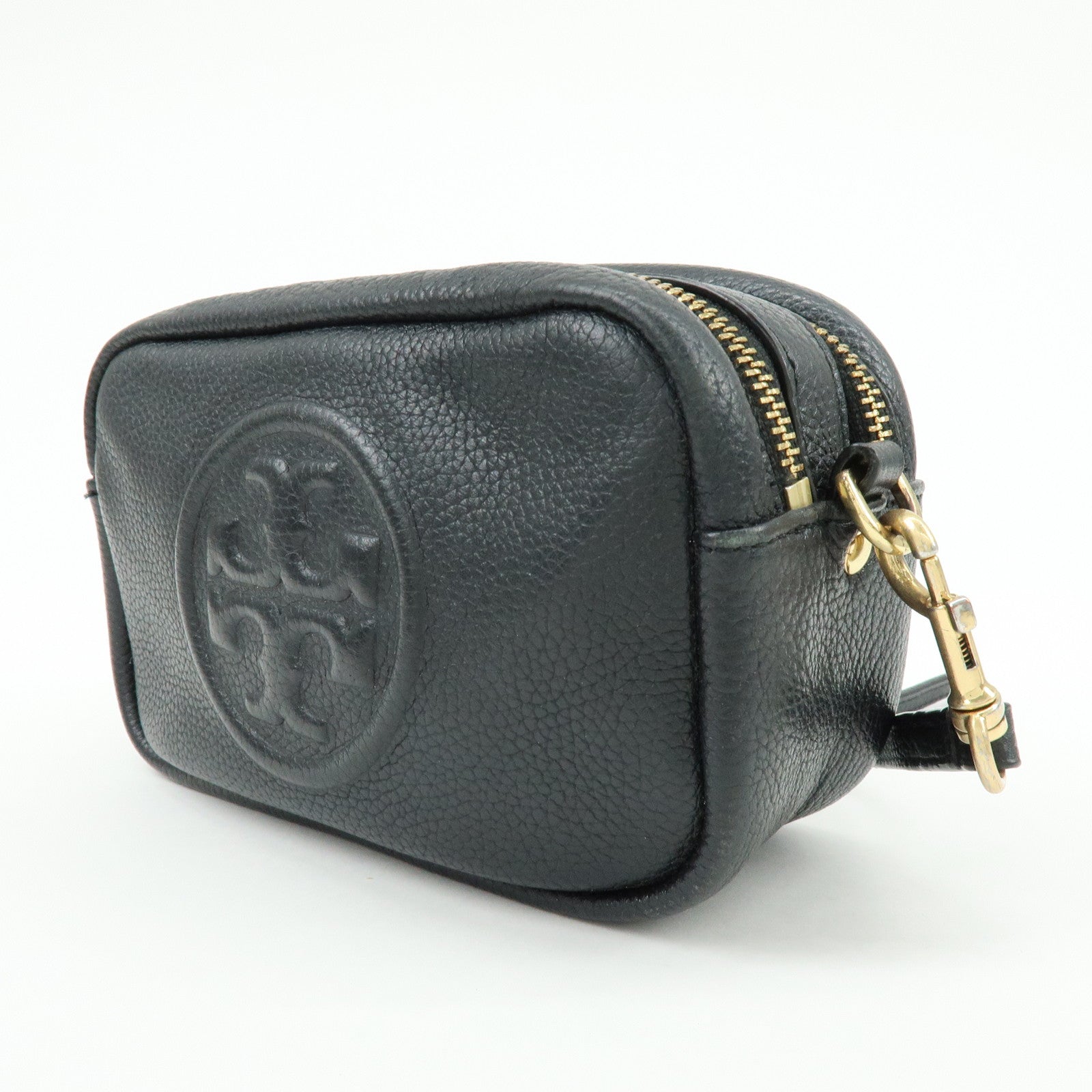 TORY BURCH Leather Double T Shoulder Bag Crossbody Bag Black