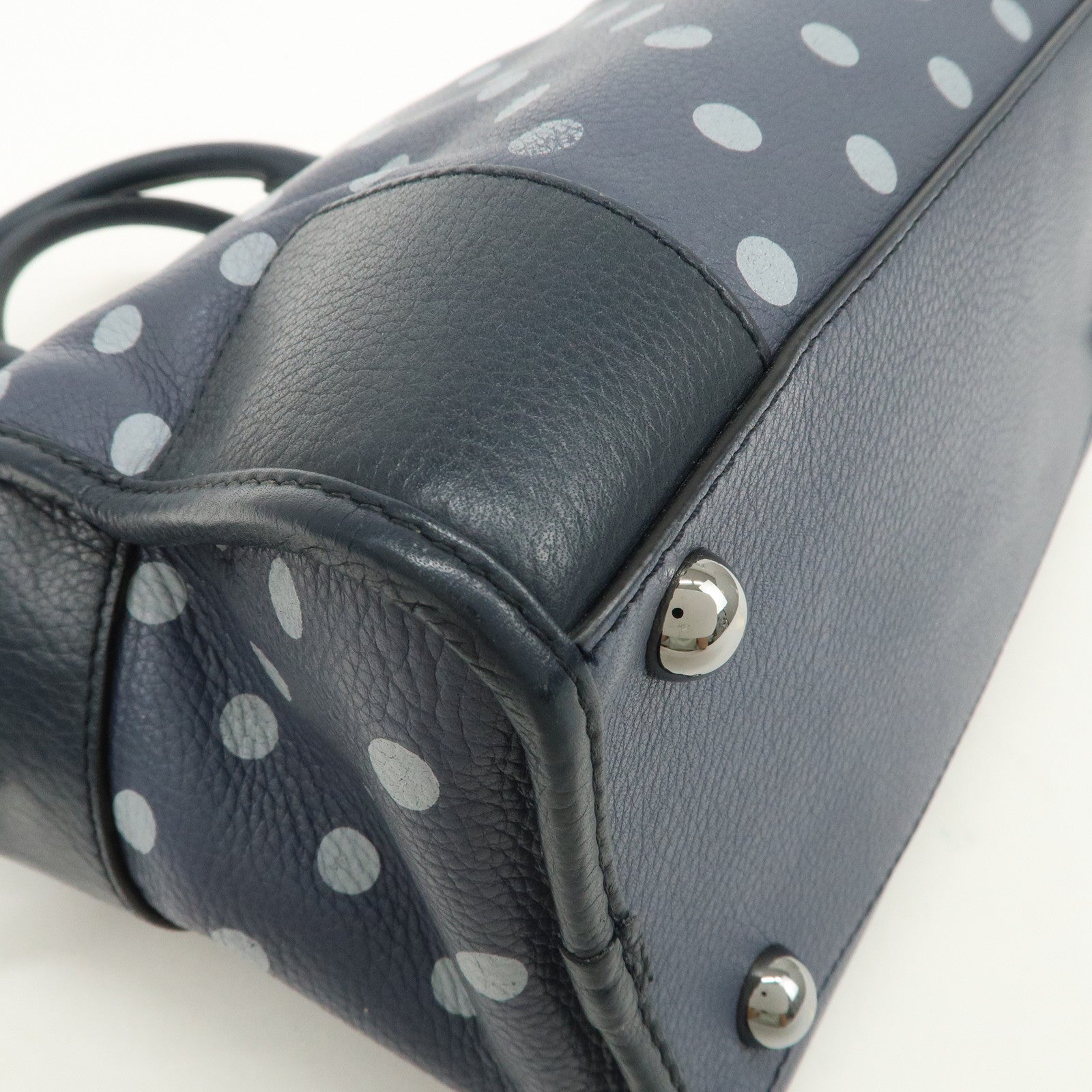 LOEWE Amazona Cruz Leather 2Way Bag Hand Bag Shoulder Bag Navy