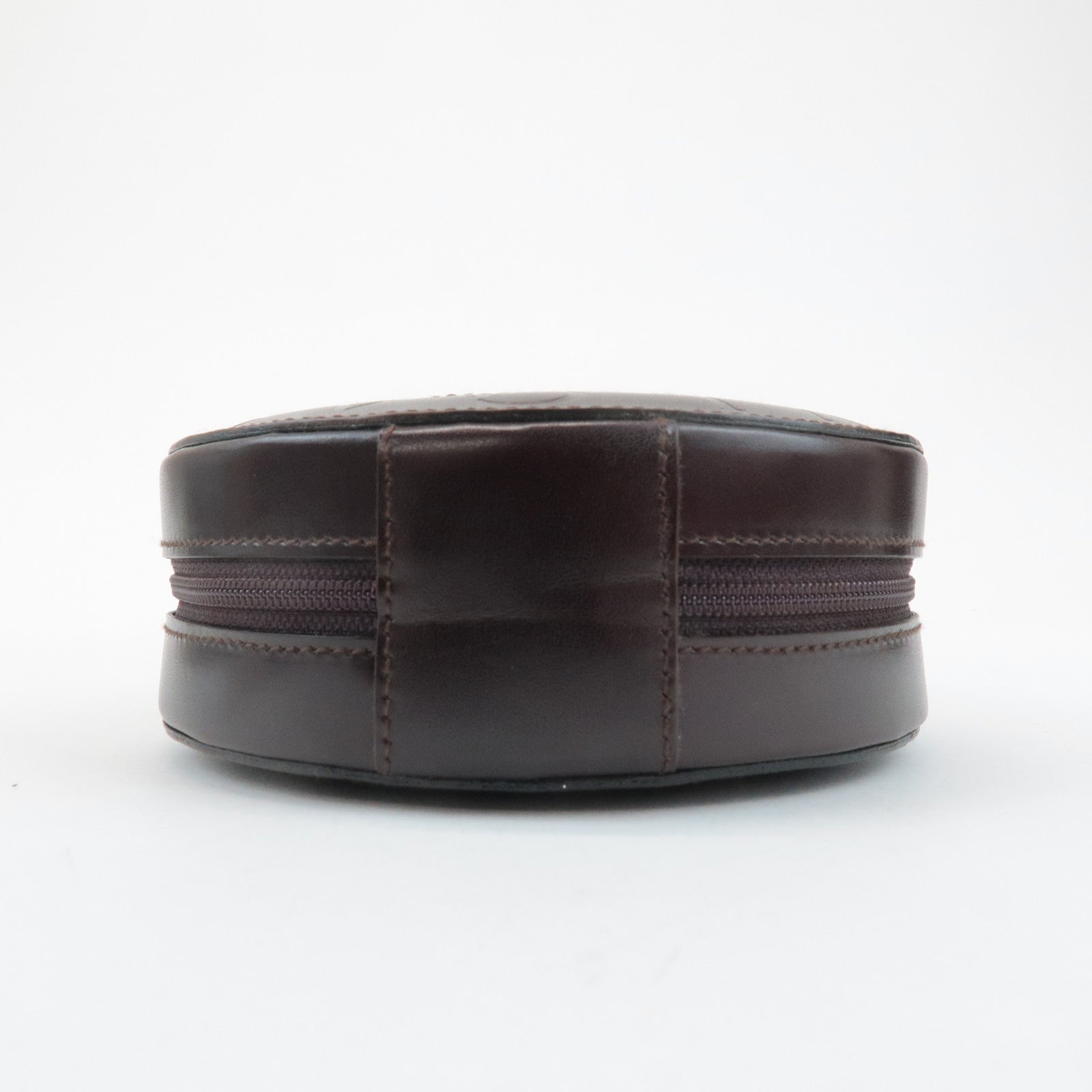 BVLGARI Logo Mania Canvas Leather B-Zero1 Drum Shoulder Bag Brown Used