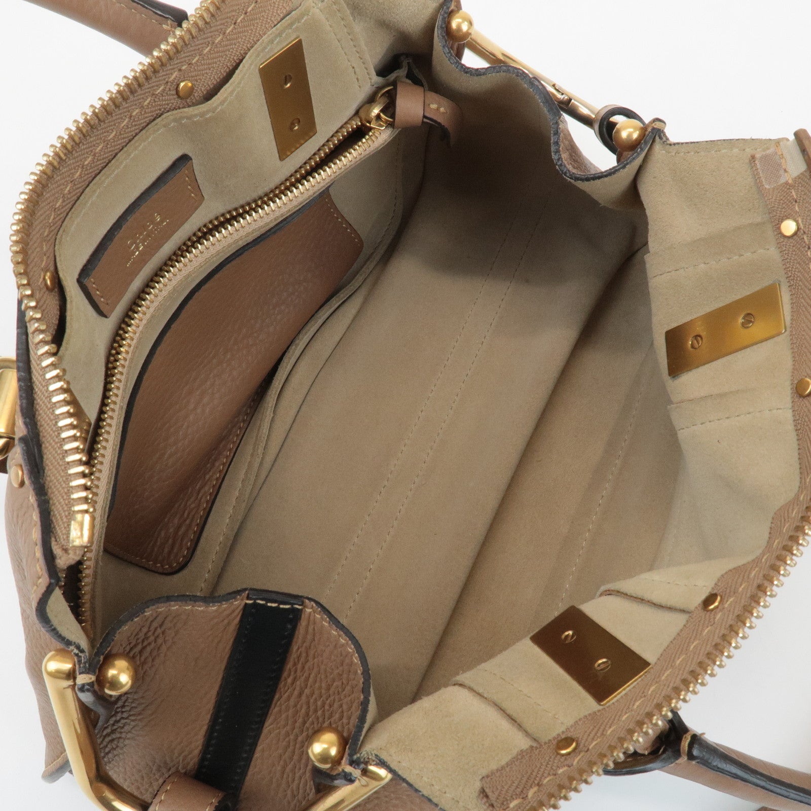 Chloe Hayley Leather 2WAY Bag Hand Bang Shoulder Bag Brown