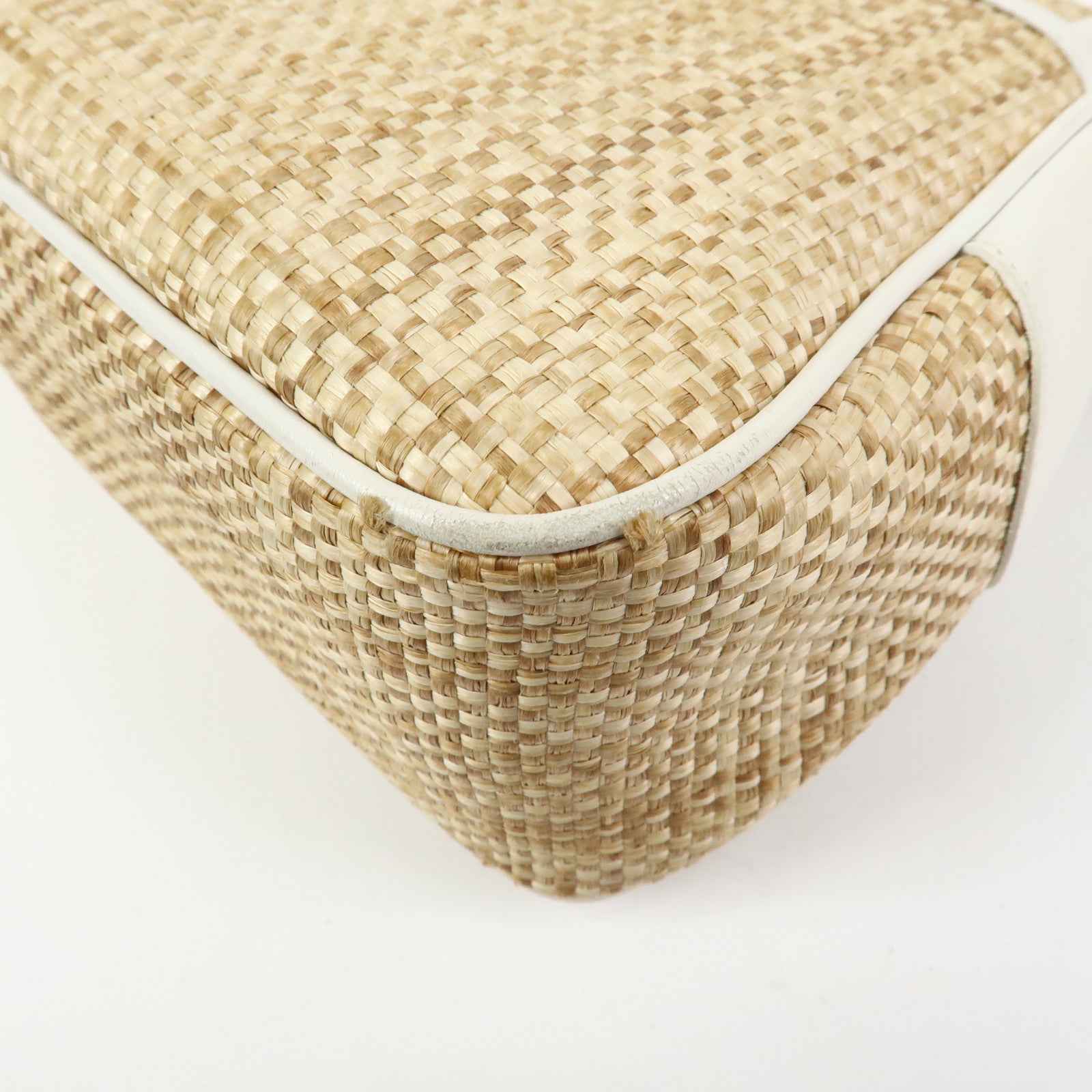 Chloe Raffia Leather Shoulder Bag Hand Bag Natural White