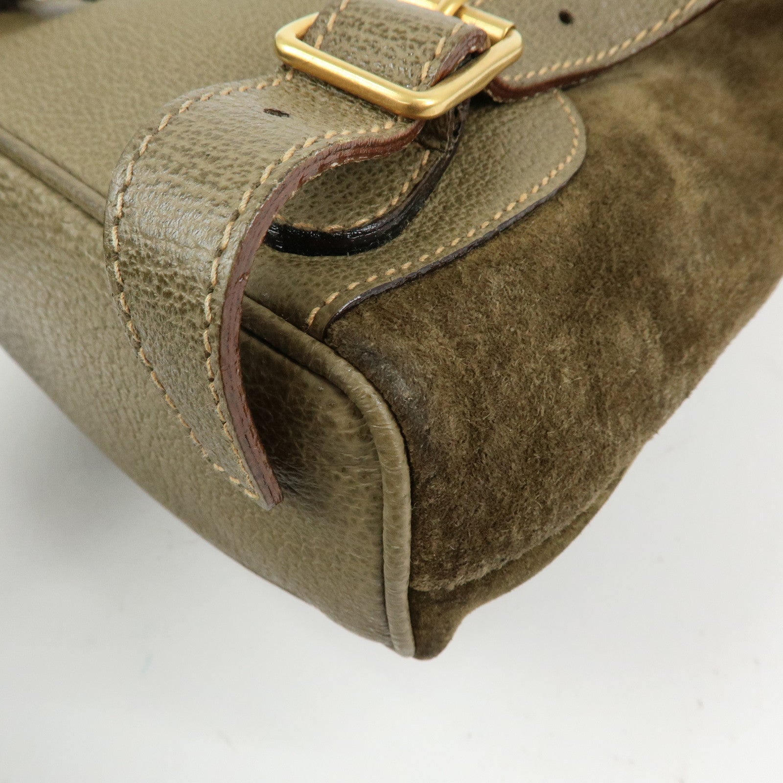 GUCCI Bamboo Suede Leather Backpack Rucksack Khaki 003・2058
