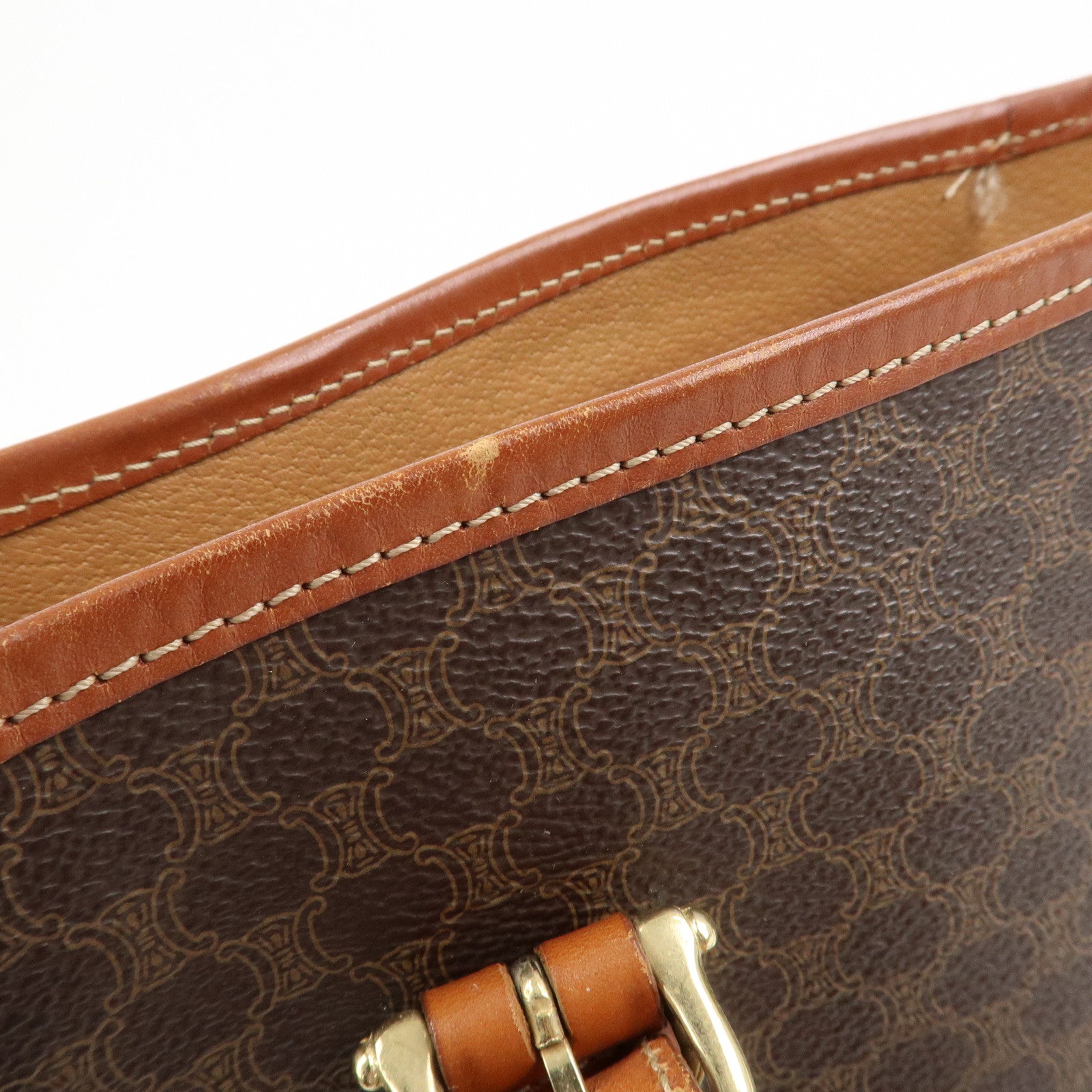 CELINE Macadam PVC Leather Shoulder Bag Hand Bag Brown