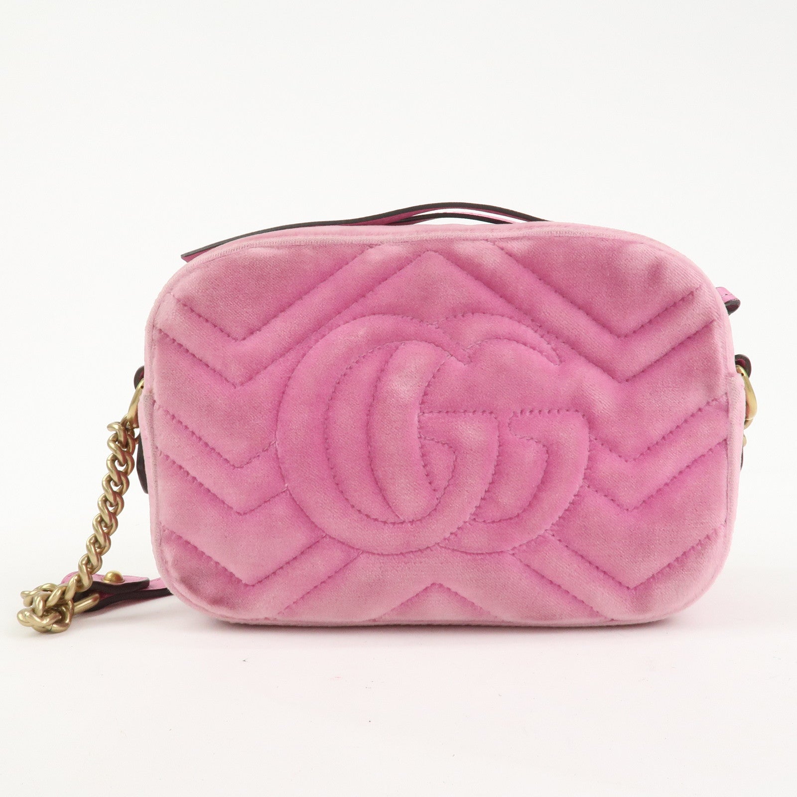 GUCCI GG Marmont Velour Shoulder Bag Corssbody Bag Pink 448065