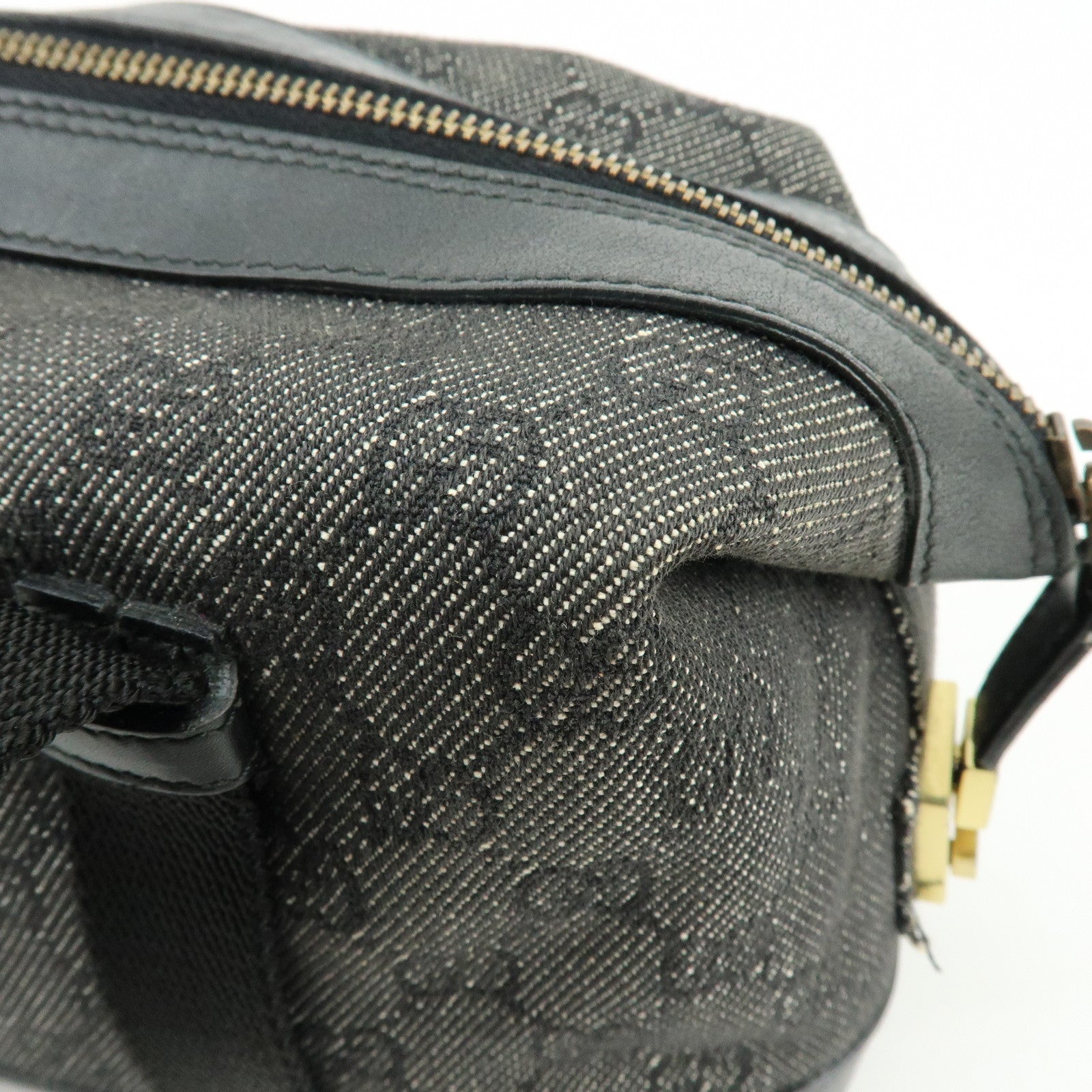 GUCCI GG Canvas Leather Hand Bag Boston Bag Black 92734