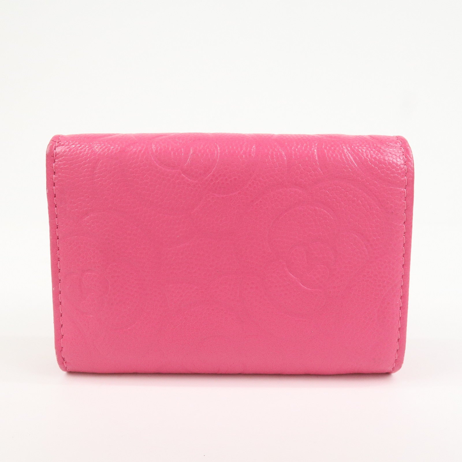 CHANEL COCO Mark Camellia Tri-fold Compact Wallet Pink AP0116