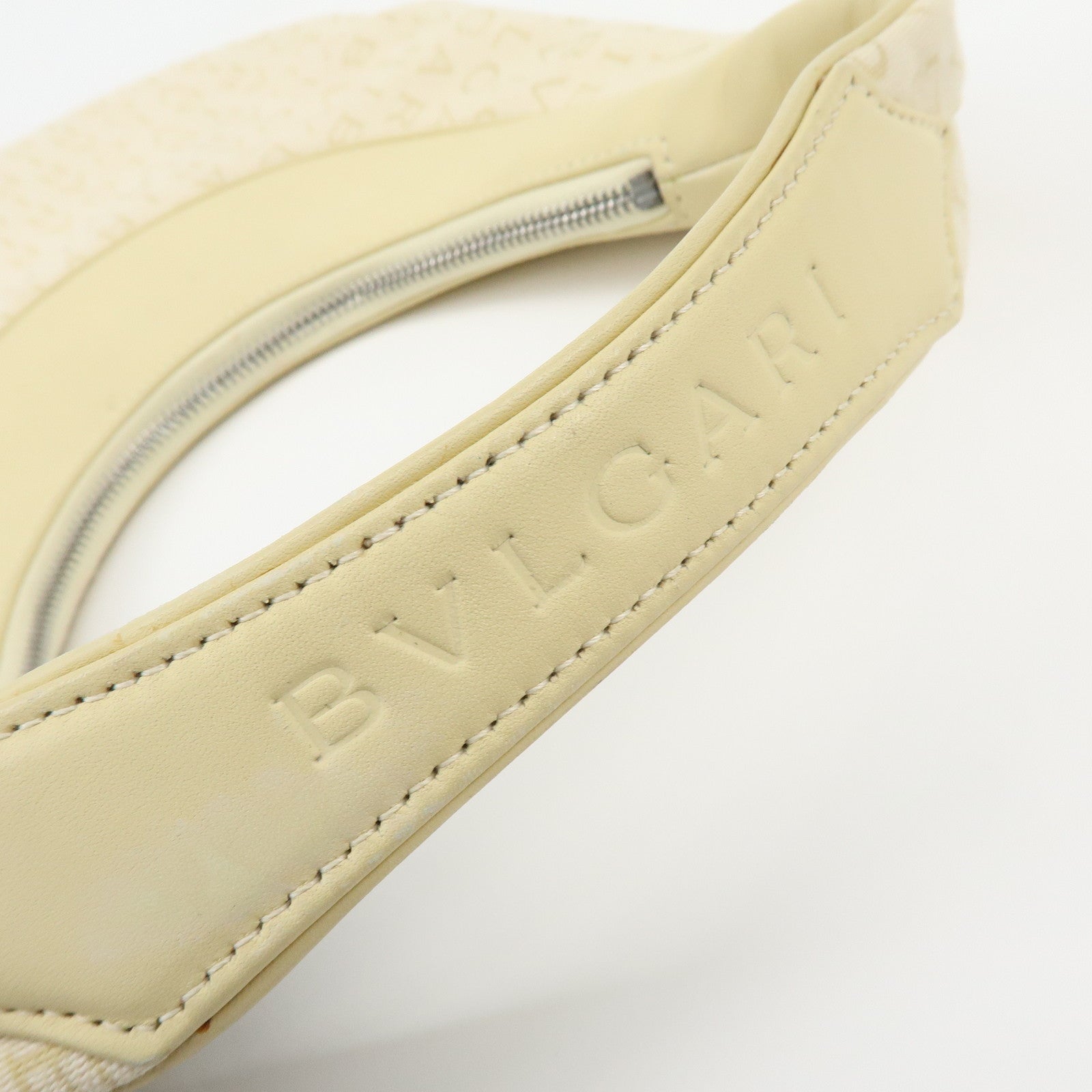 BVLGARI Logo Mania Canvas Leather Shoulder Bag Yellow Beige