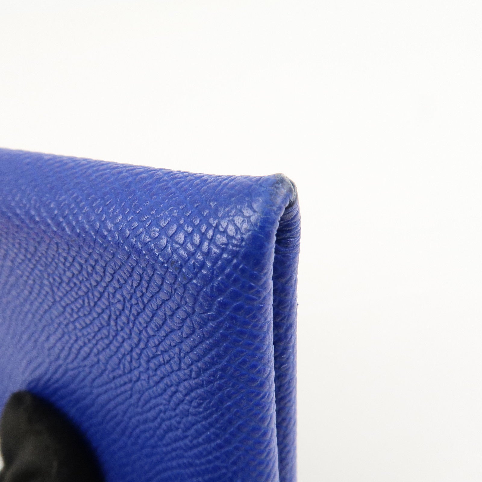 HERMES CALVI Veau Epsom Card Case Card Holder Z Stamped Blue