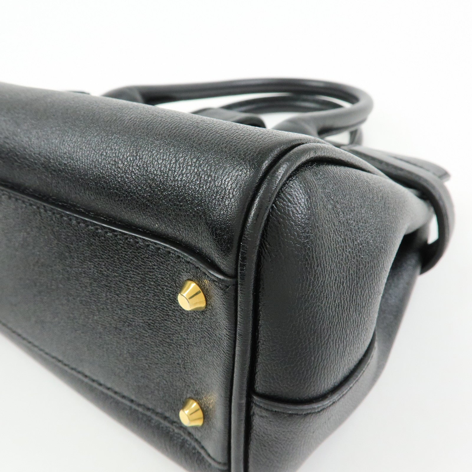 GUCCI GG Marmont Top Handle Leather 2Way Bag Hand Bag Black 658450