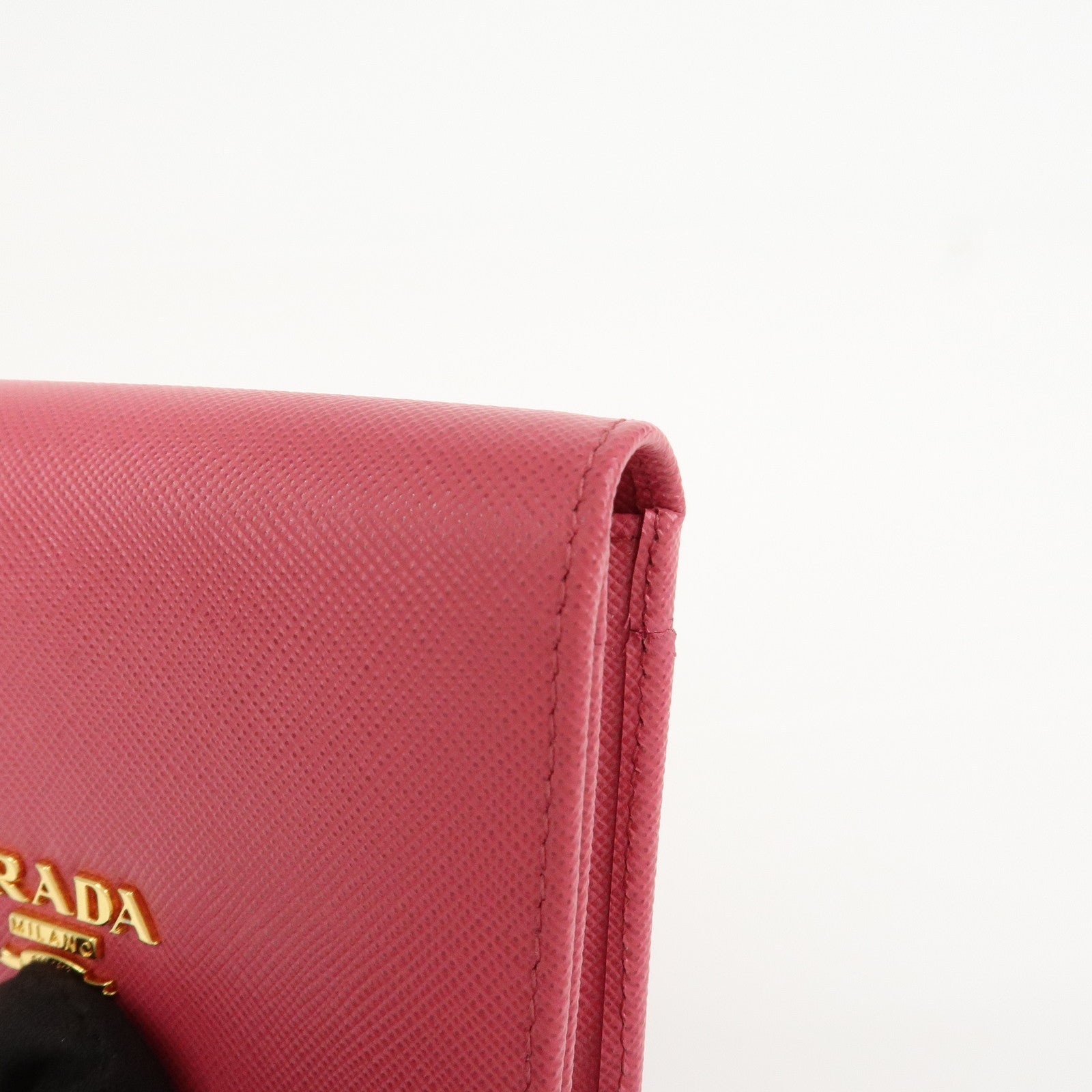 PRADA Saffiano Leather Logo Card Case Card Holder Pink 1M1439