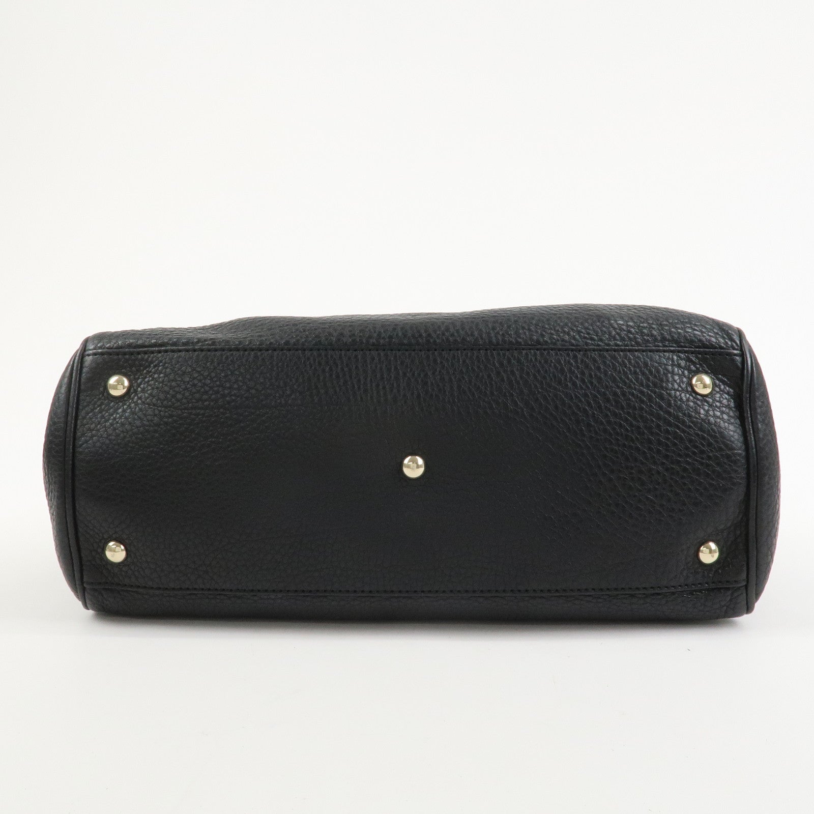 GUCCI Bamboo Shopper Medium Leather 2Way Shoulder Bag Black 323660