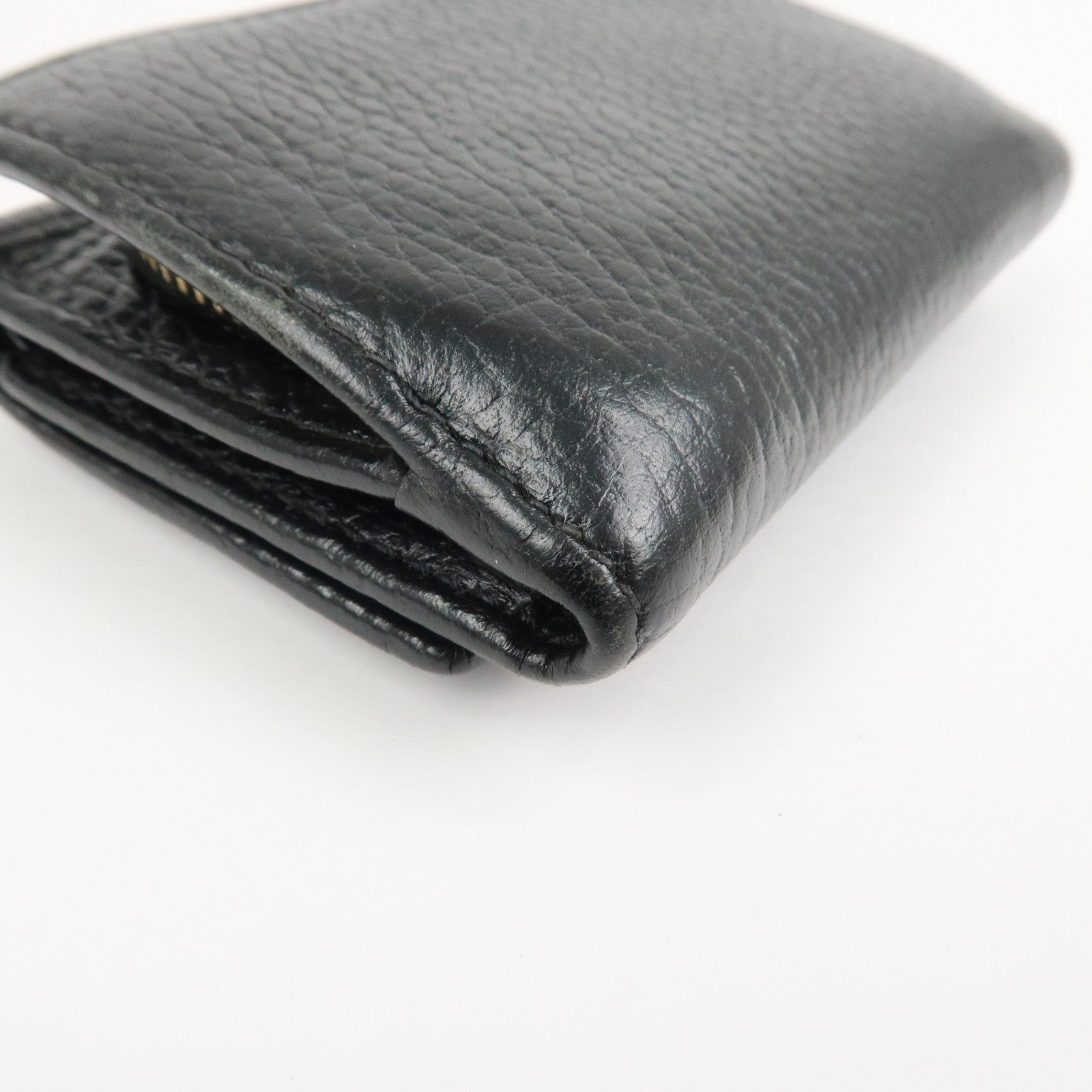 GUCCI GG Marmont Leather Small Tri-fold Compact Wallet Black 644407