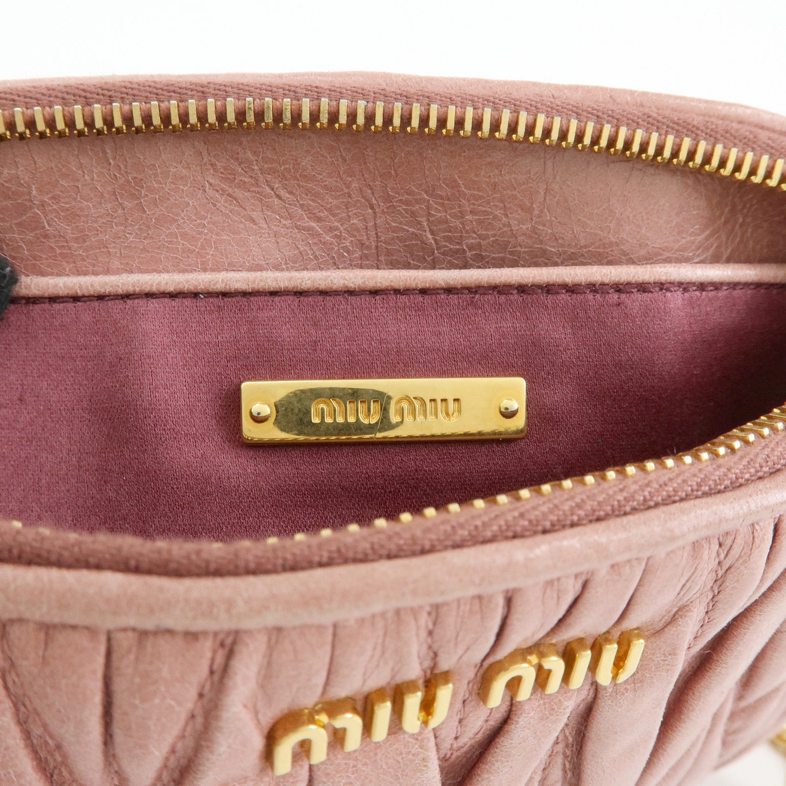 MIU MIU Matelasse Leather Chain Shoulder Crossbody Bag Pink 5BC892