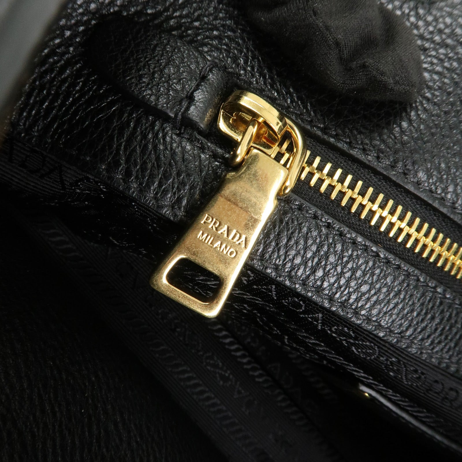 PRADA Logo Leather 2Way Bag Shoulder Bag Hand Bag Black 1BG044