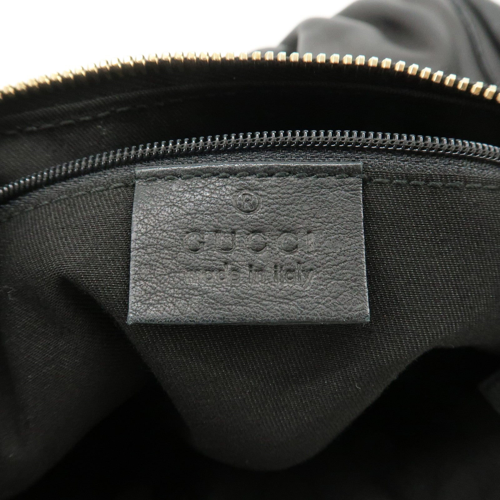 GUCCI Abbey Logo Leather Shoulder Bag Hand Bag Black 190525