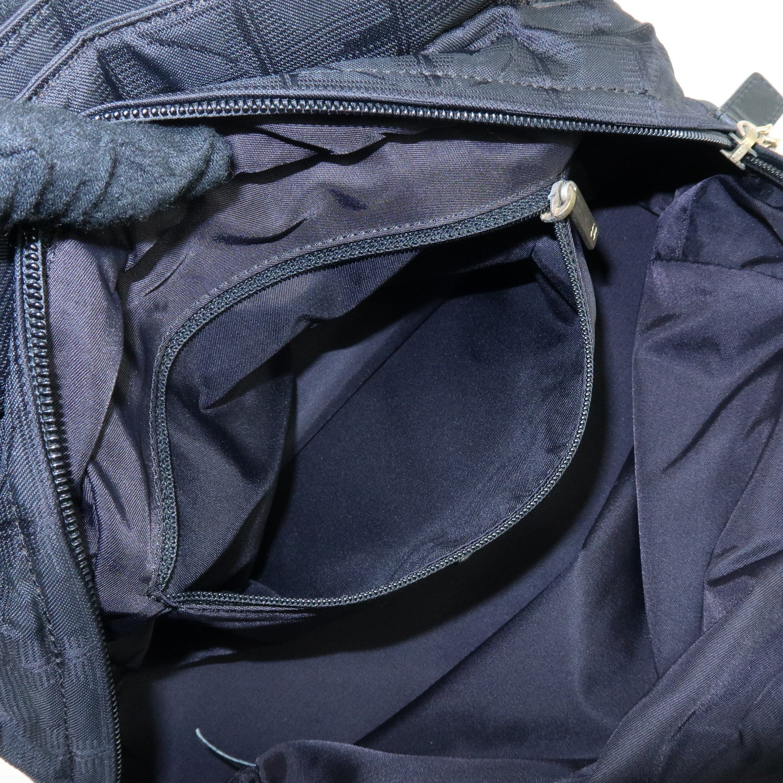 CHANEL New Travel Line Nylon Jacquard Leather Hand Bag Black