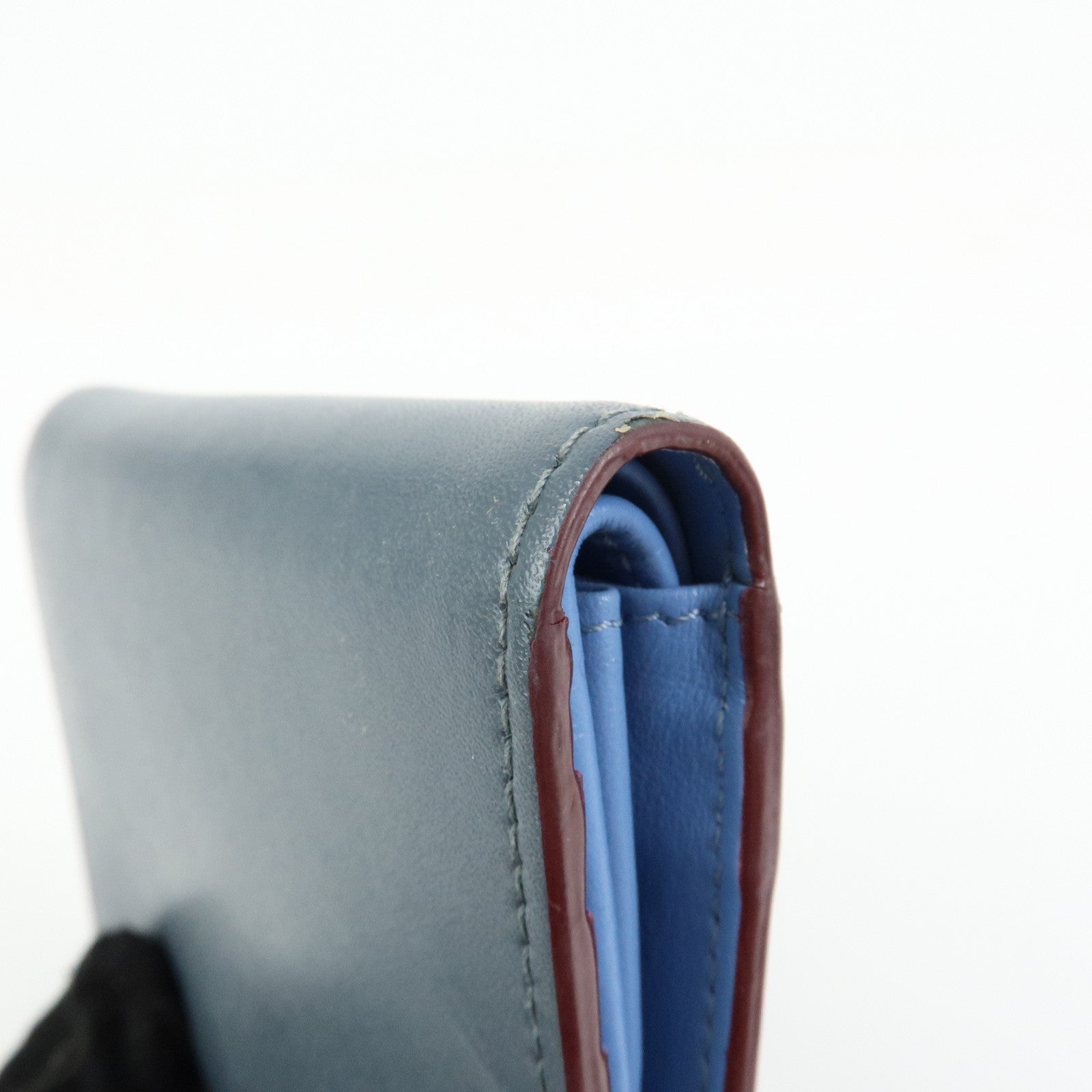 FENDI F is FENDI Leather Bi-fold Compact Wallet Gray 8M0387