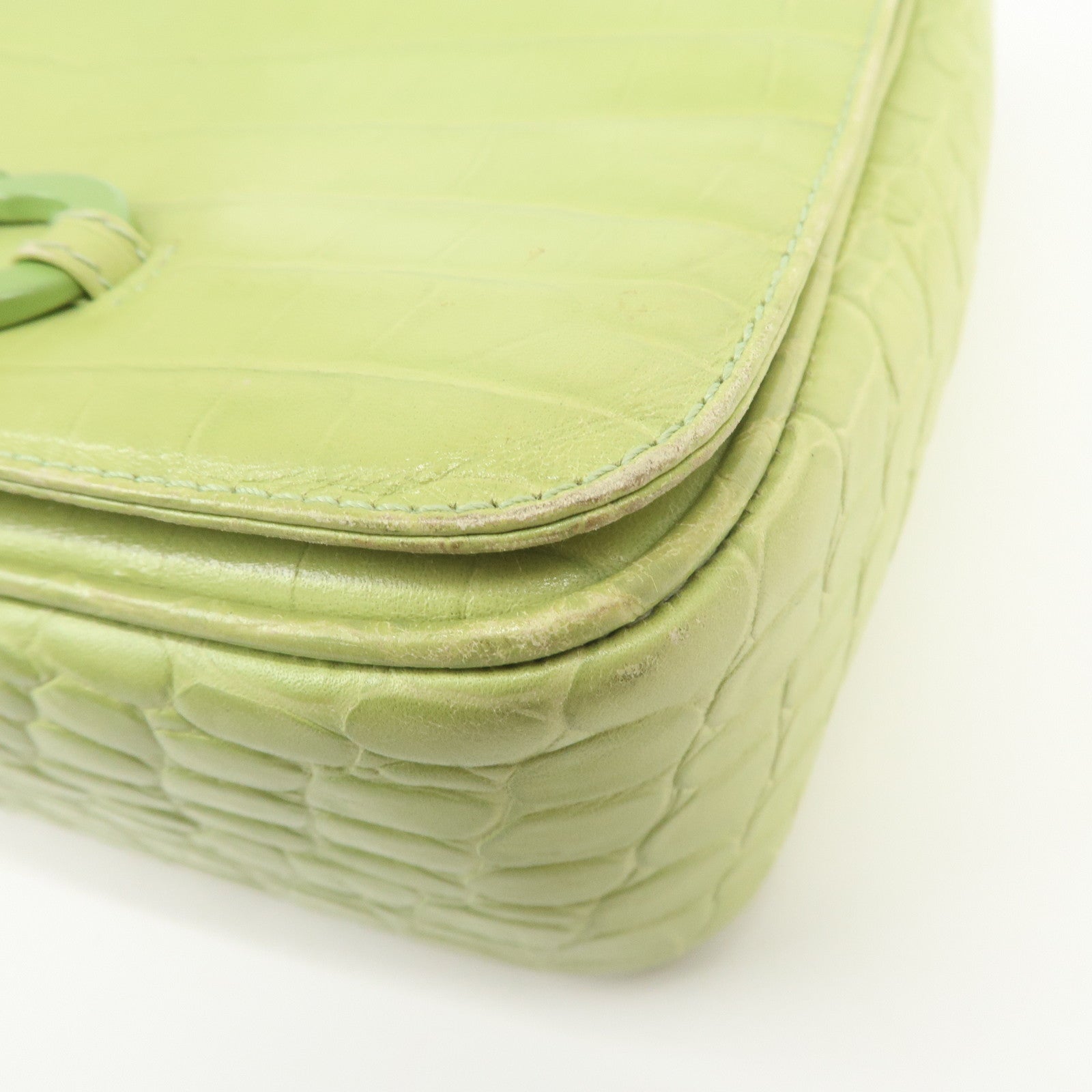 Ferragamo Gancini Embossed Leather Shoulder Bag Light Green