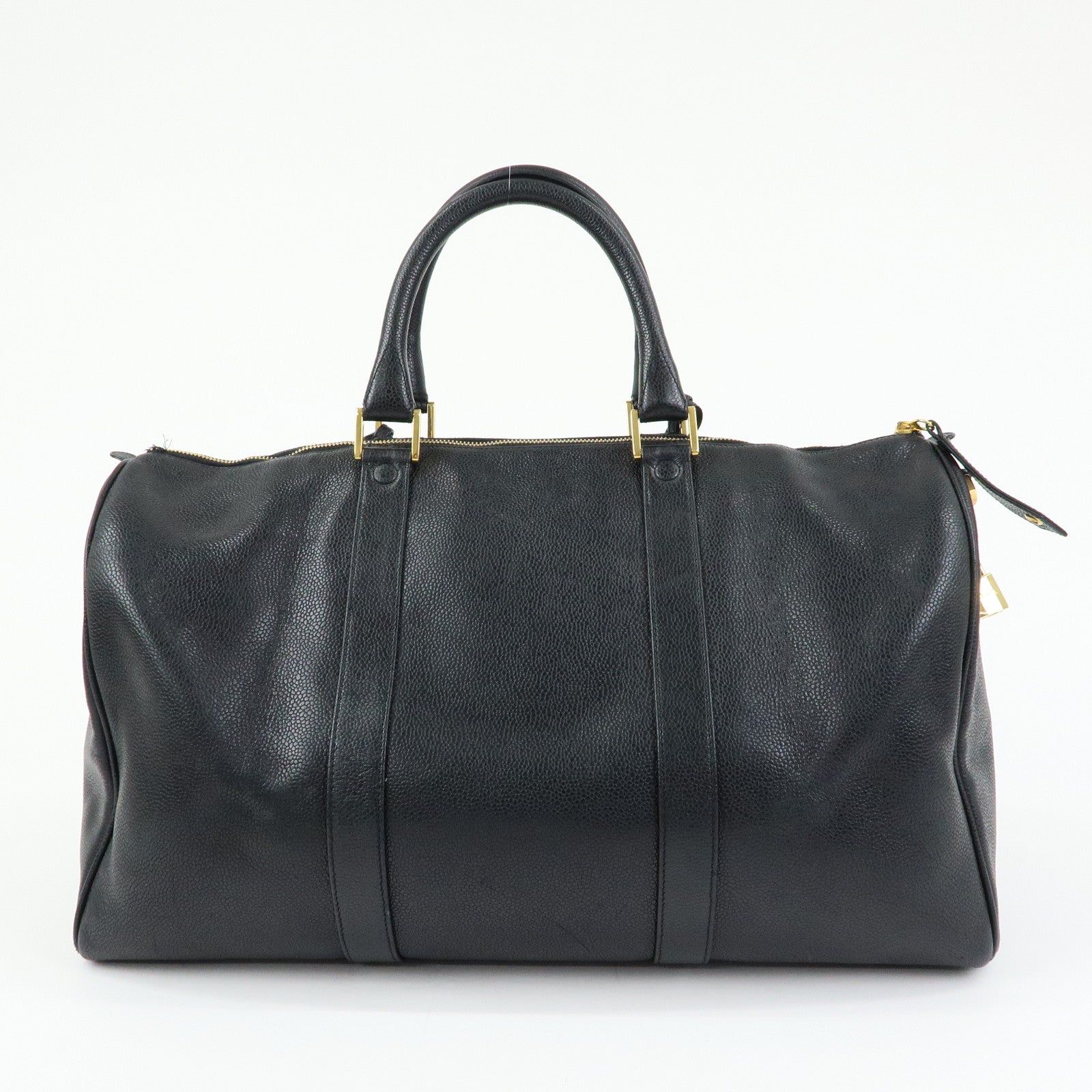 CHANEL COCO Mark Caviarskin Boston Bag Hand Bag Travel Bag Black