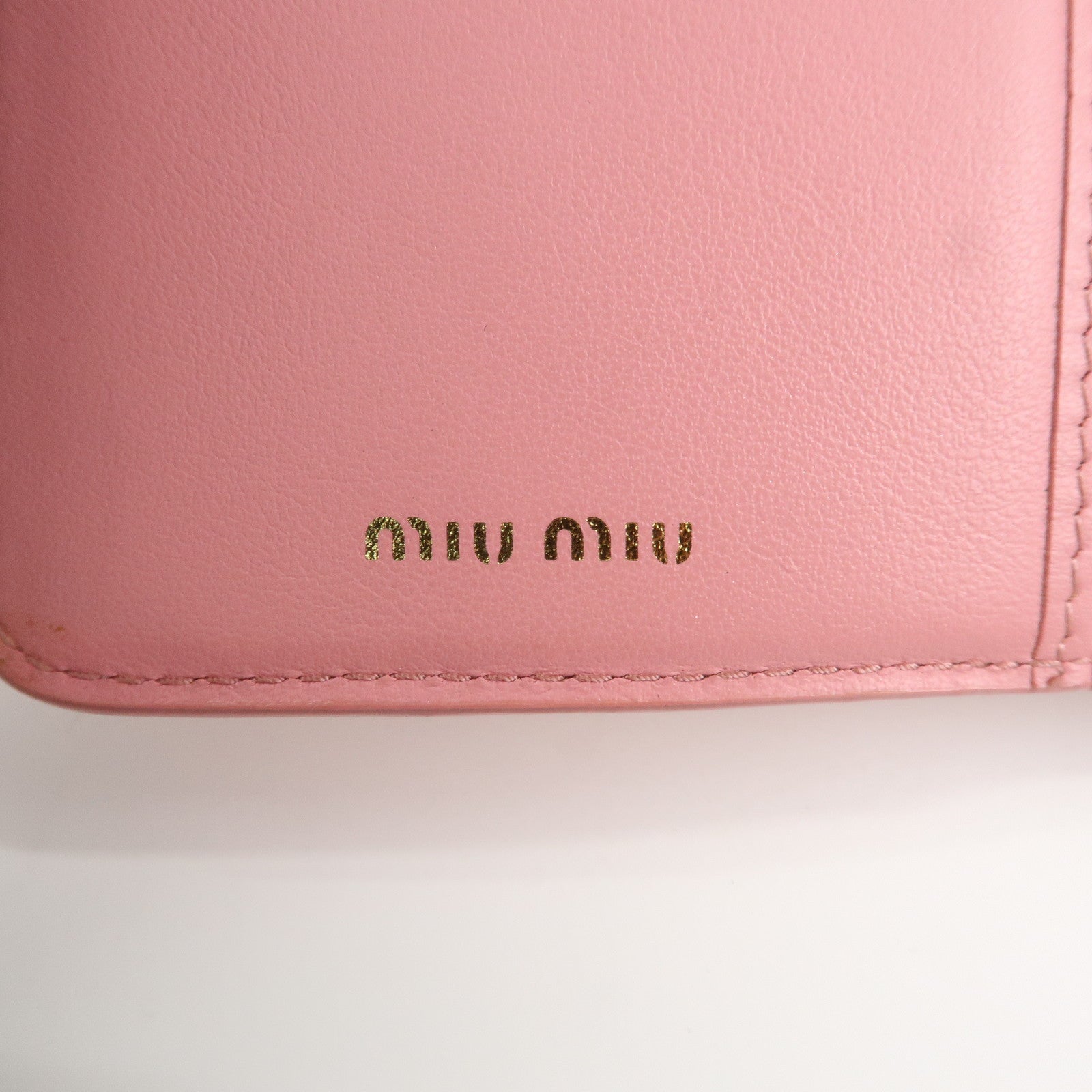 MIU MIU Leather Heart Bi-fold Wallet Pink Red 5ML014 Used