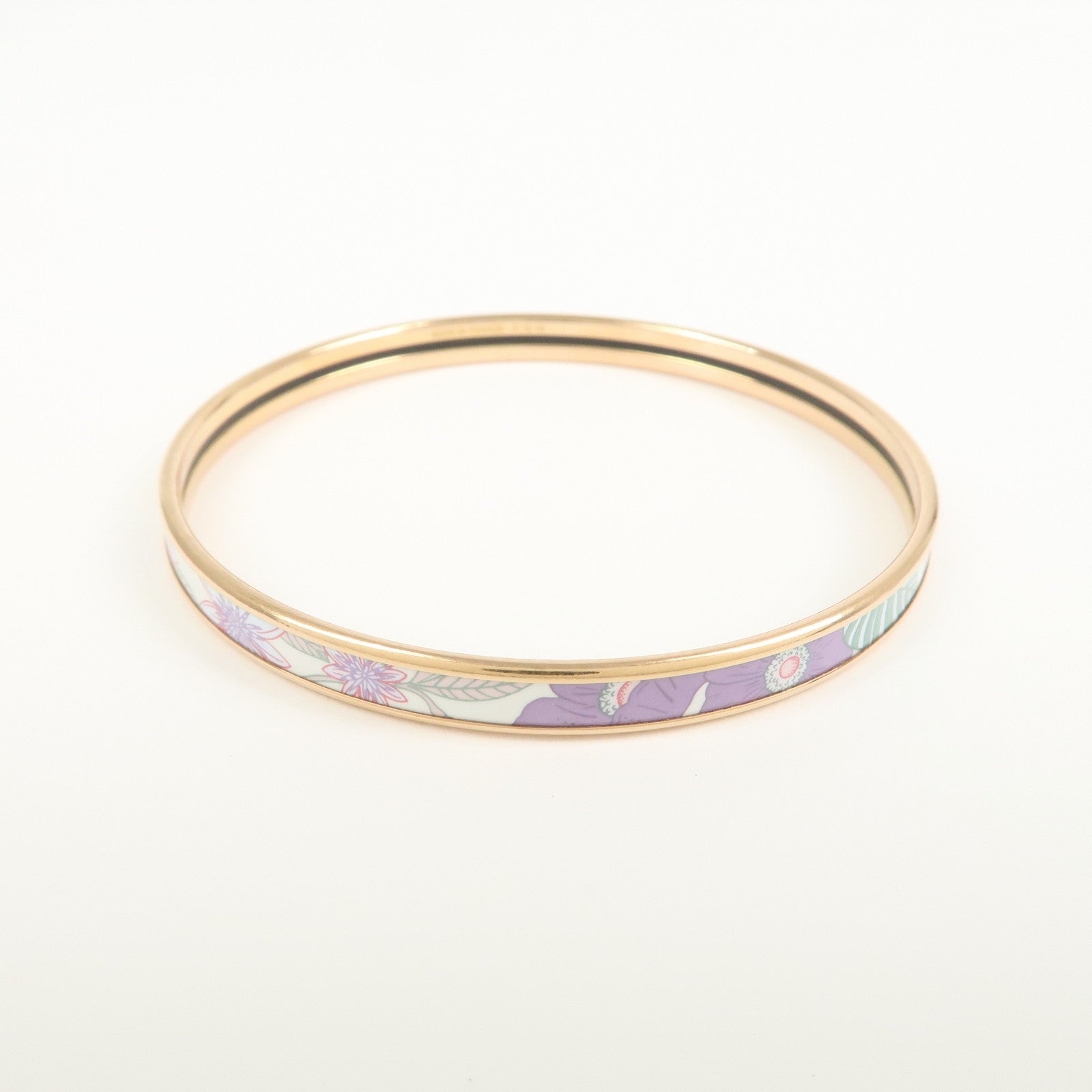 HERMES Extra Fan Enamel Bracelet Bangle Precious Paradise White